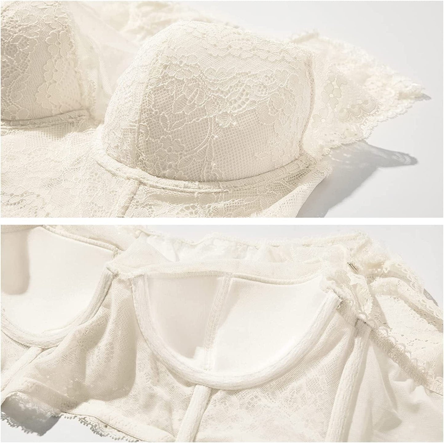 Women'S Lace Corset Top Sexy Bralette Bustier Bra Underwire plus Size Crop Top