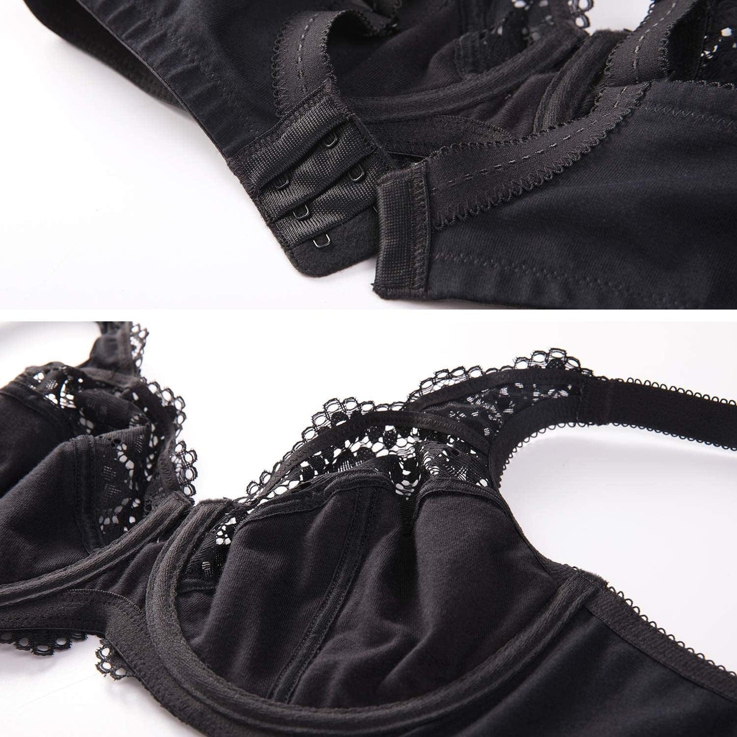 Women'S Lace plus Size Bra Underwire Support Full Coverage Unlined Cotton Bras