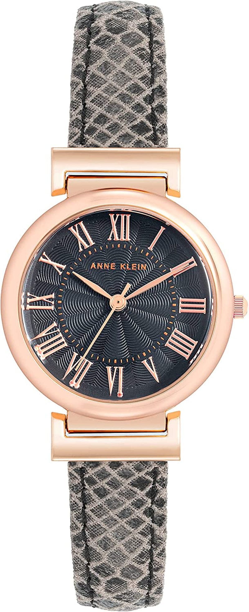 Women'S Leather Strap Watch Grey/Rose Gold