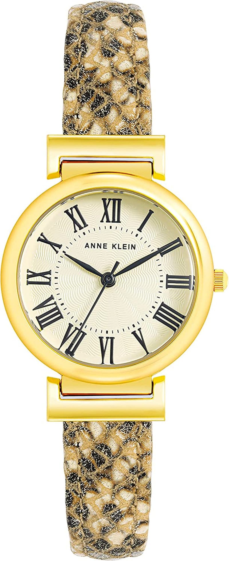 Women'S Leather Strap Watch Cream/Gold