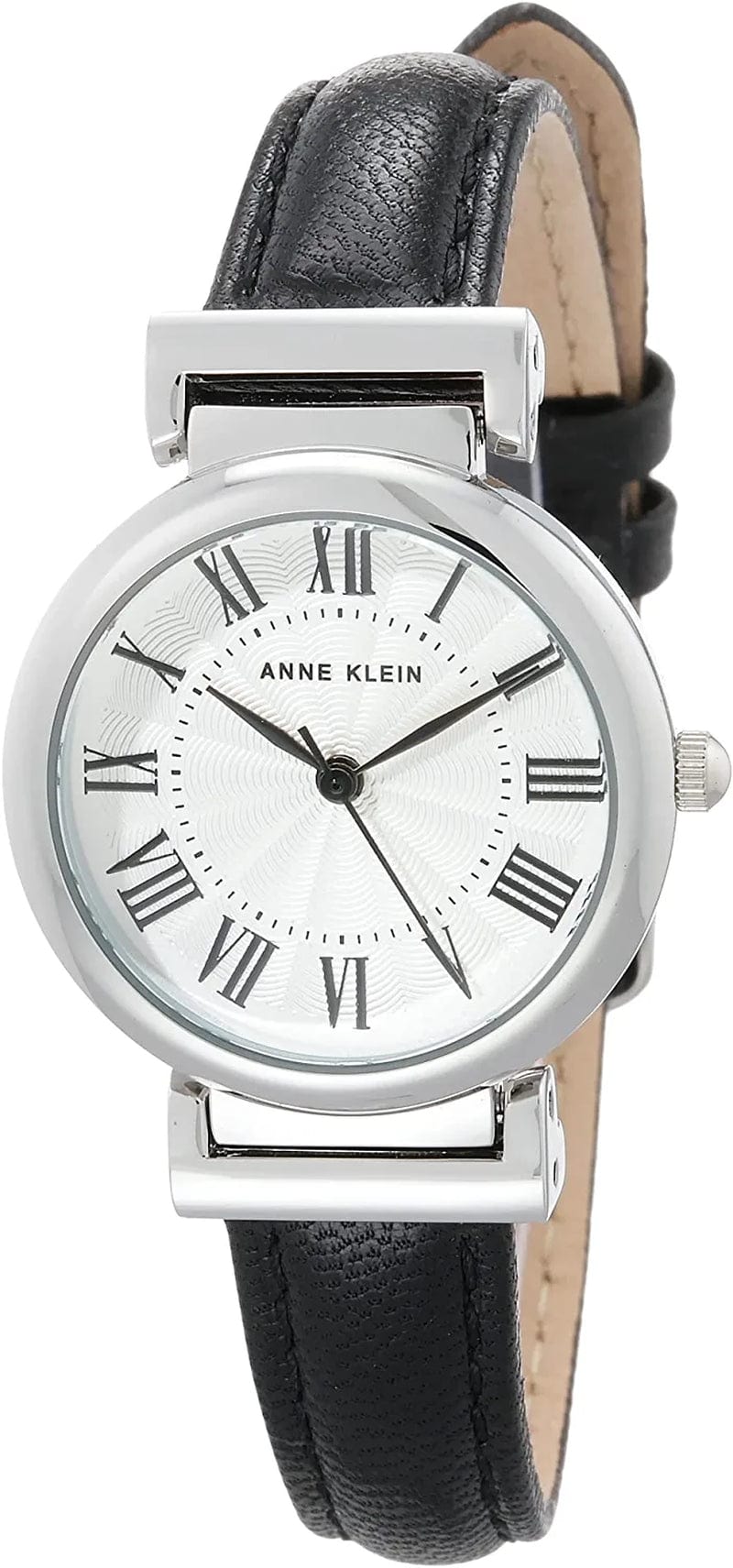 Women'S Leather Strap Watch Black/Silver