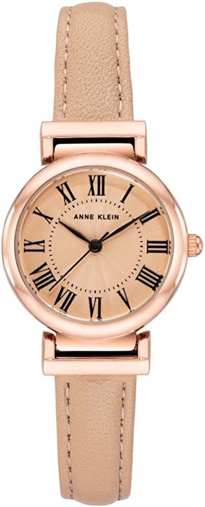 Women'S Leather Strap Watch Pink&Rose Gold-Tone