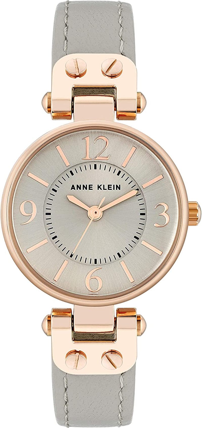 Women'S Leather Strap Watch Taupe/Rose Gold