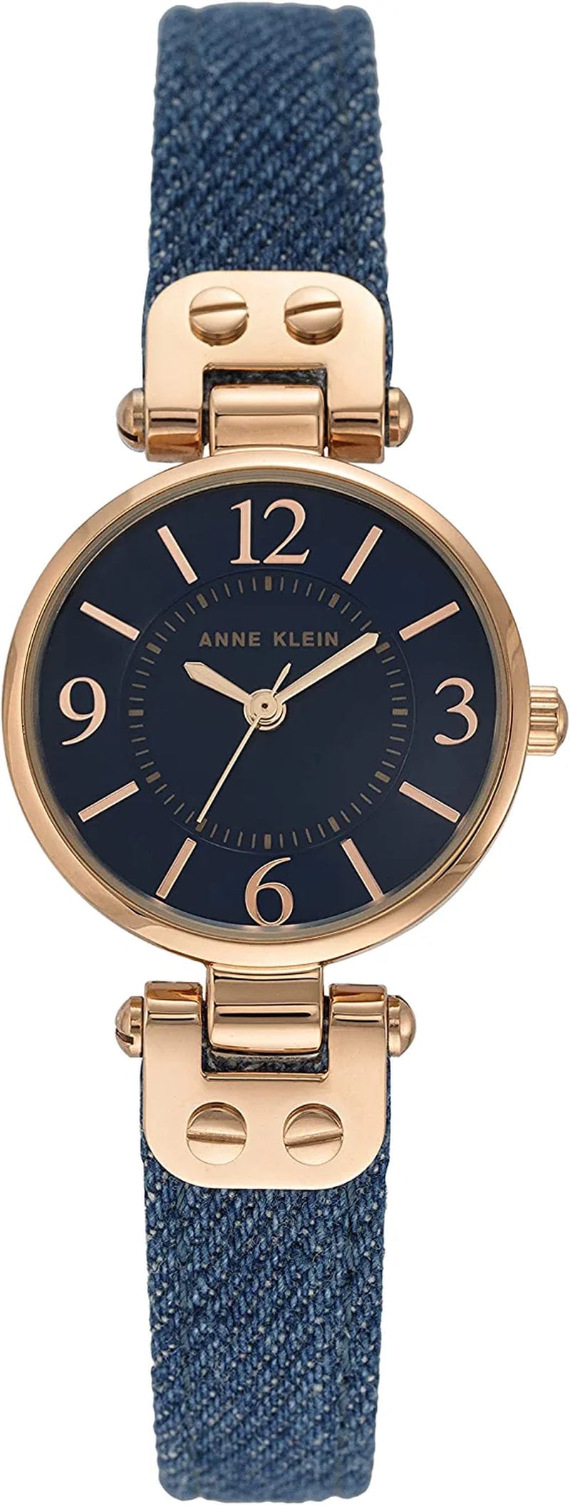 Women'S Leather Strap Watch Blue/Rose Gold
