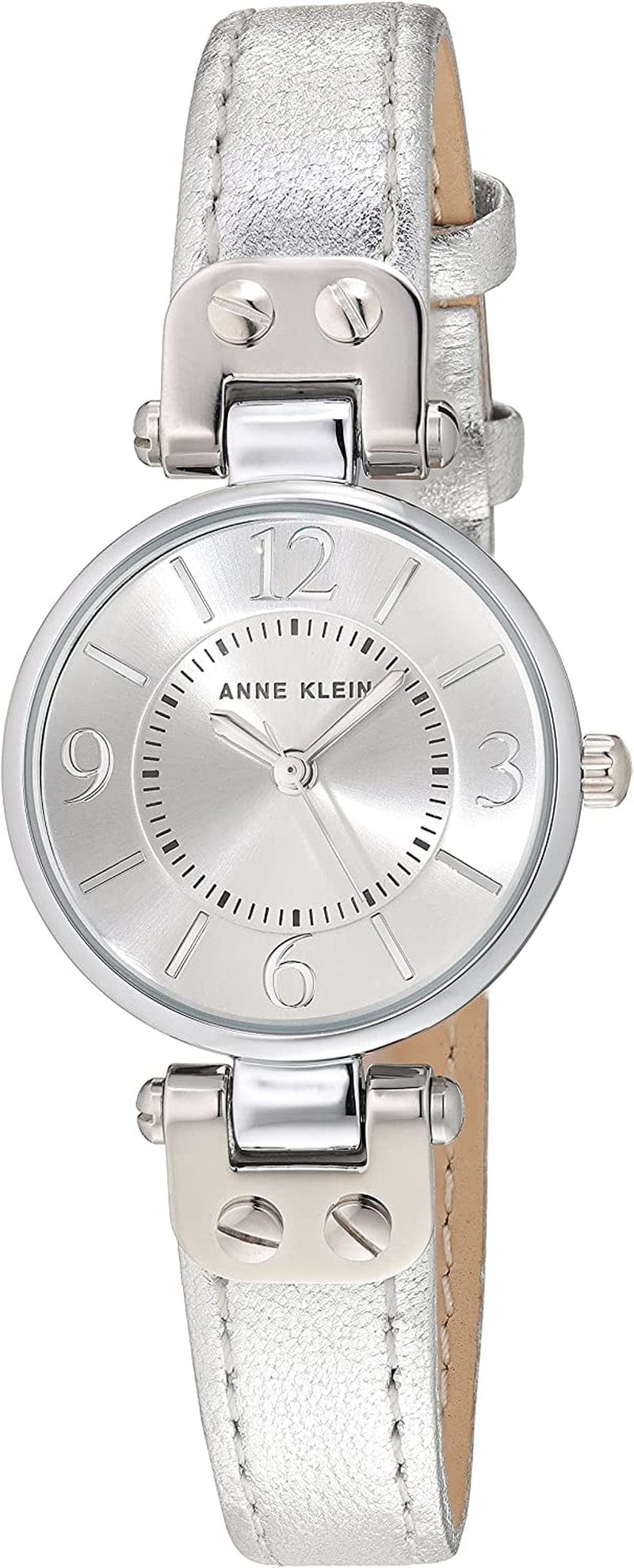 Women'S Leather Strap Watch Silver