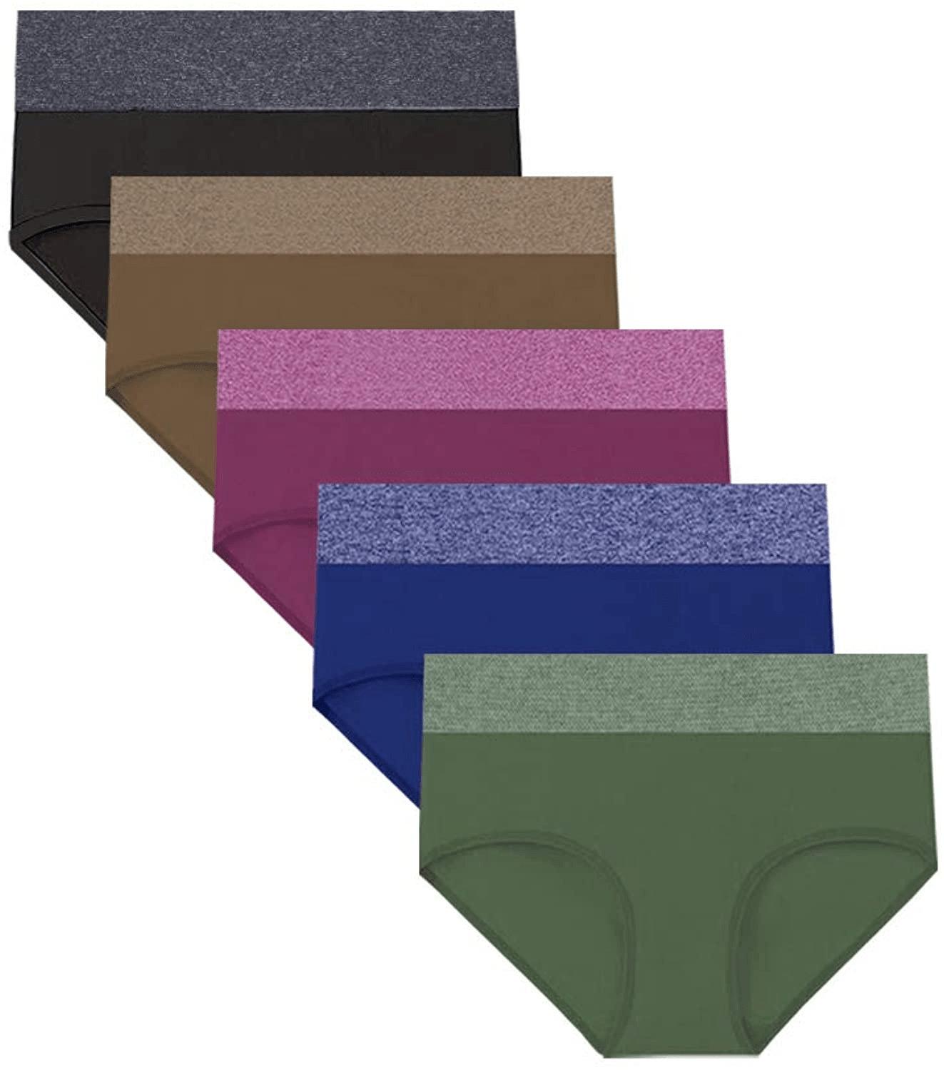 Women'S Low/High Waist Seamless Underwear Soft Full Coverage Ladies Panties Colorful Breathable Stretch Briefs 5-Pack Apparel & Accessories > Clothing > Underwear & Socks > Underwear LALESTE