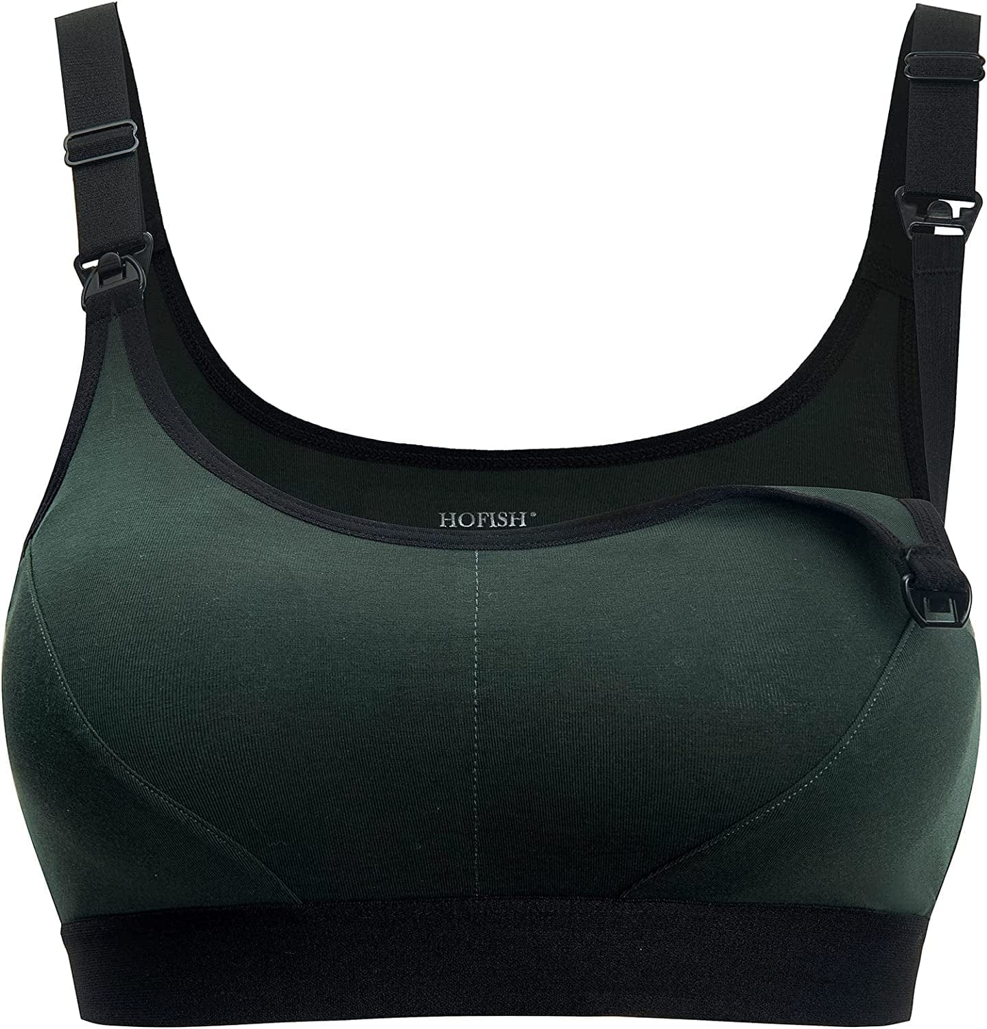 Women'S Low Impact Maternity Nursing Sports Bra Racerback Stretchy Breastfeeding Bras Olive+black / X-Large