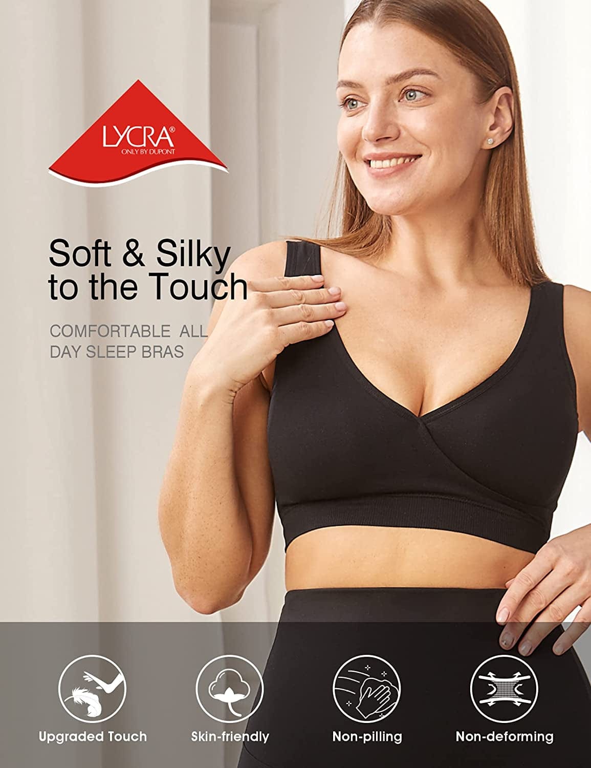 Women'S Lycra Wireless Nursing & Maternity Sleep Bra Everyday Shirts for Breastfeeding