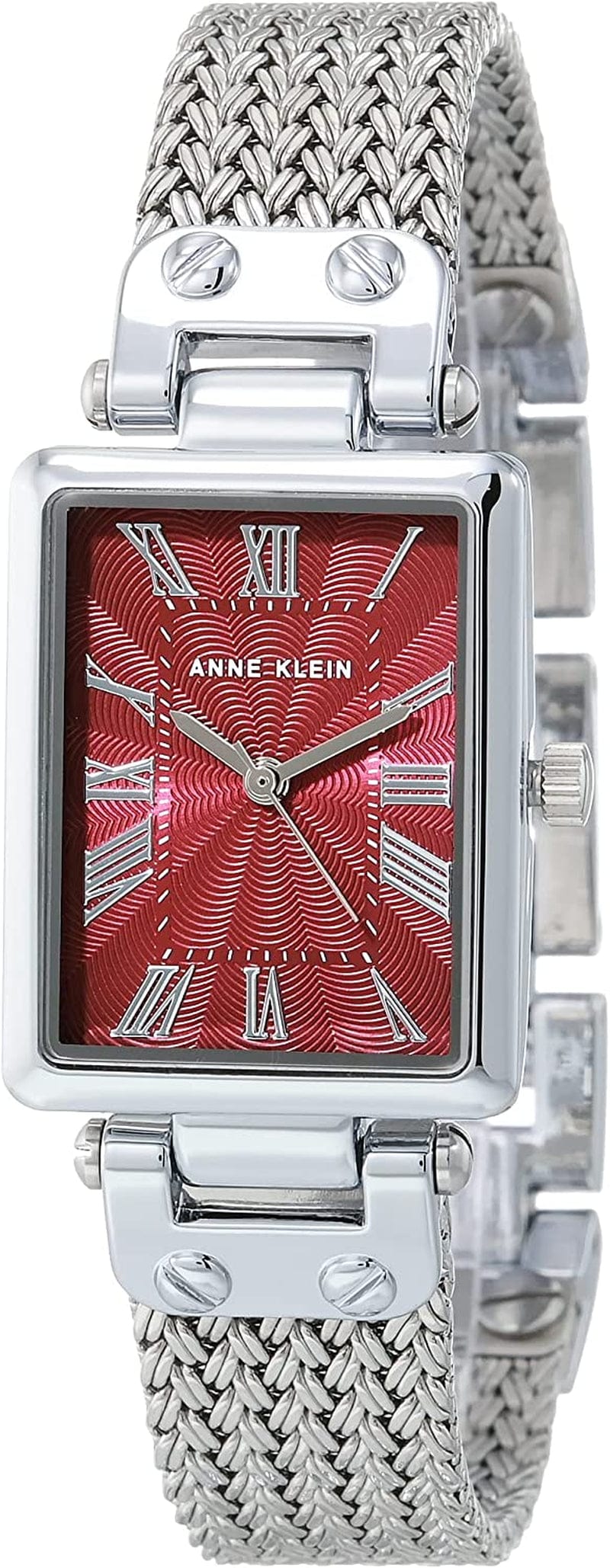 Women'S Mesh Bracelet Watch Silver/Burgundy