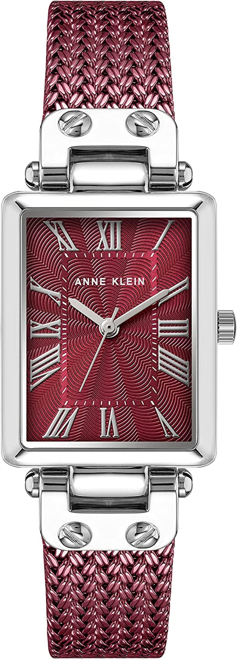 Women'S Mesh Bracelet Watch Burgundy/Silver