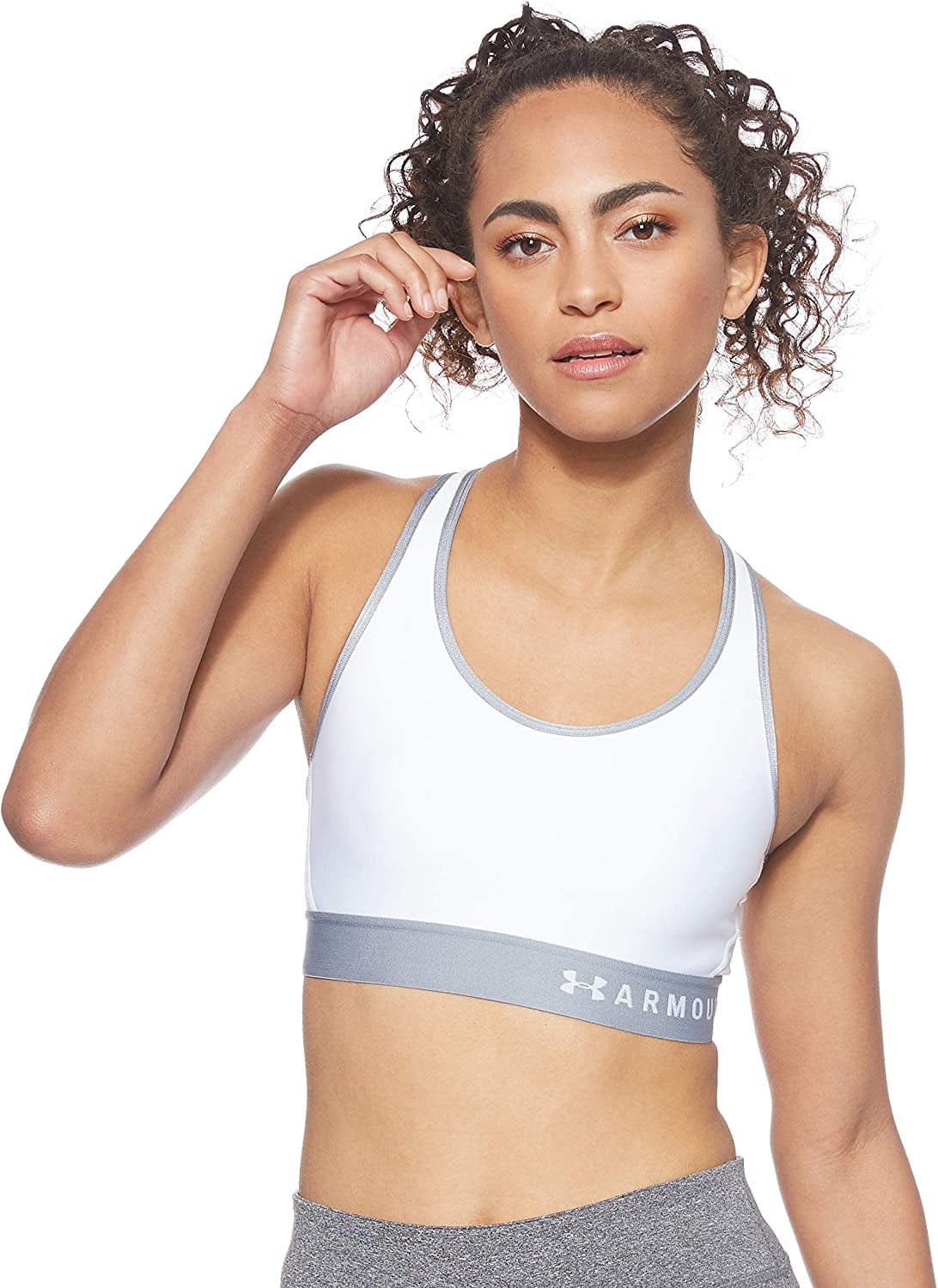 Women'S Mid Keyhole Sports Bra White (100)/Metallic Silver / X-Small