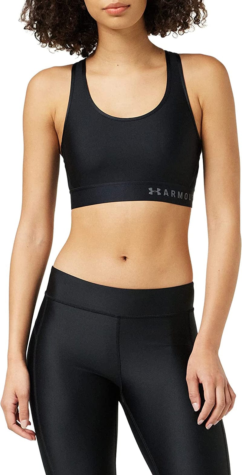 Women'S Mid Keyhole Sports Bra Black (001)/Metallic Silver / Medium