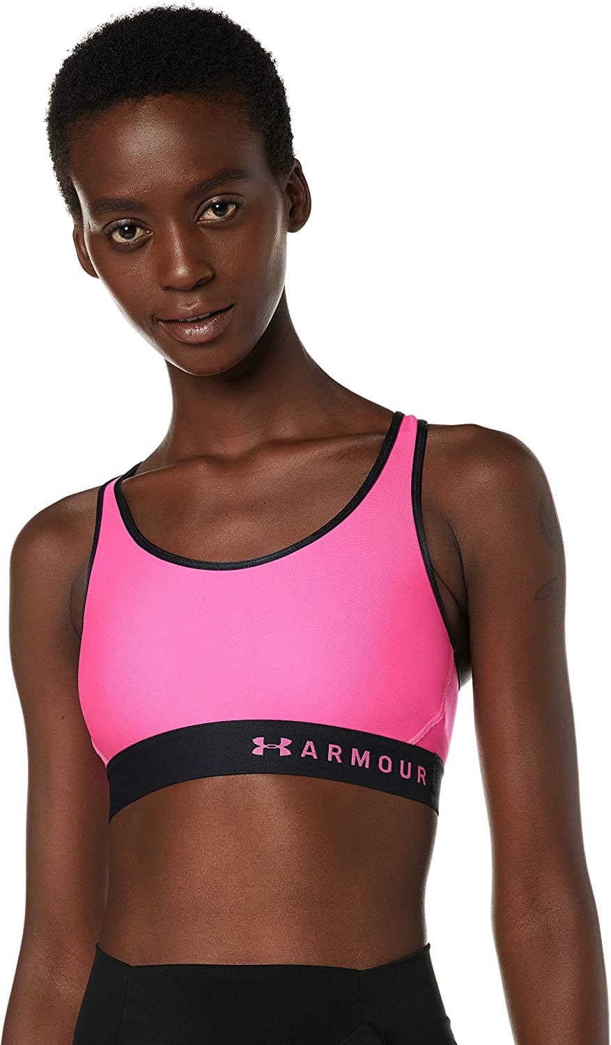 Women'S Mid Keyhole Sports Bra Electro Pink (695)/Black / Small