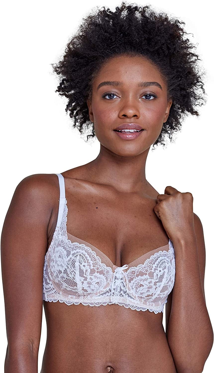 Women'S Minx Unlined Balconette Bra 1733100 White/Nylon / 34G