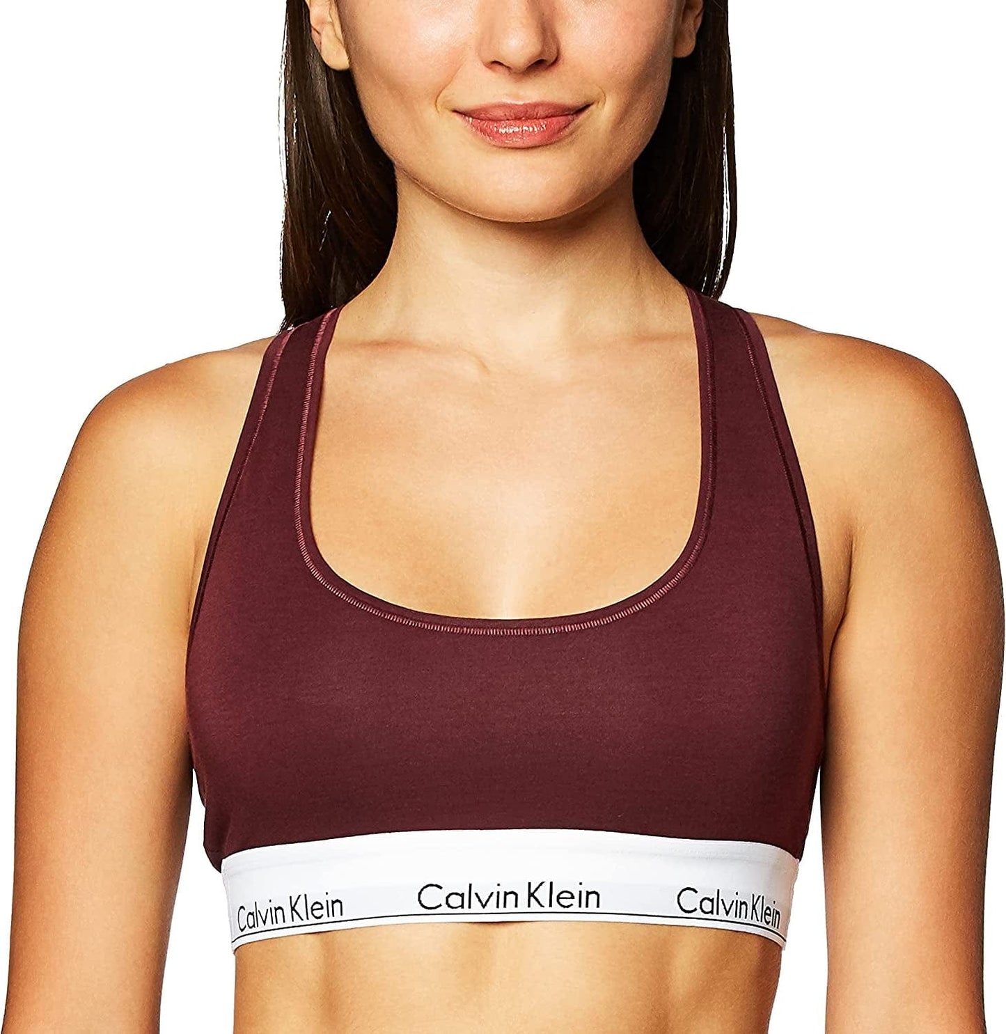 Women'S Modern Cotton Bralette Deep Maroon W/White Wb / Medium