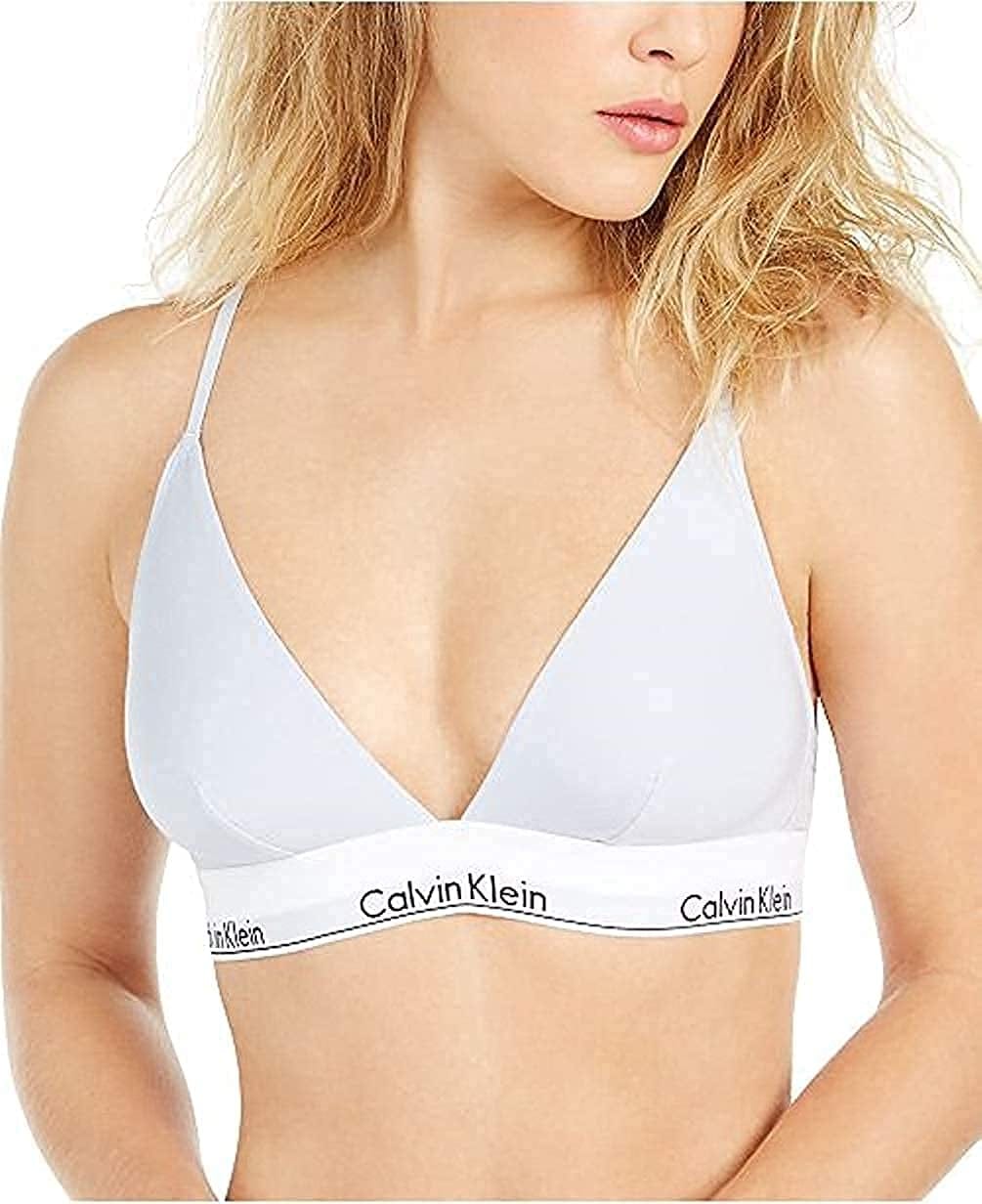 Women'S Modern Cotton Lightly Lined Triangle Wireless Bralette White / Medium
