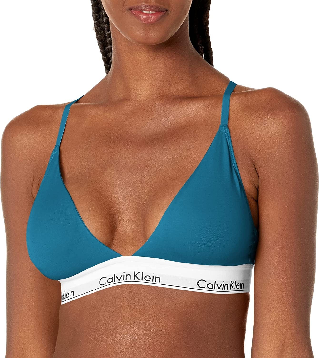 Women'S Modern Cotton Lightly Lined Triangle Wireless Bralette Tapestry Teal / X-Large