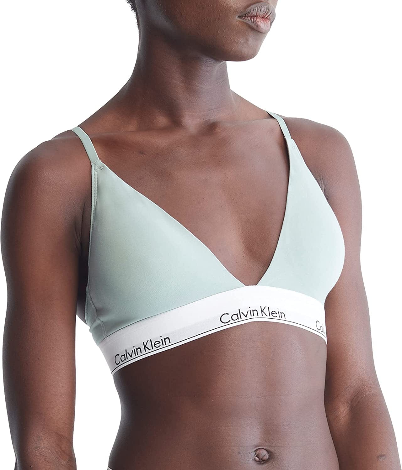 Women'S Modern Cotton Lightly Lined Triangle Wireless Bralette Sage Meadow / Large