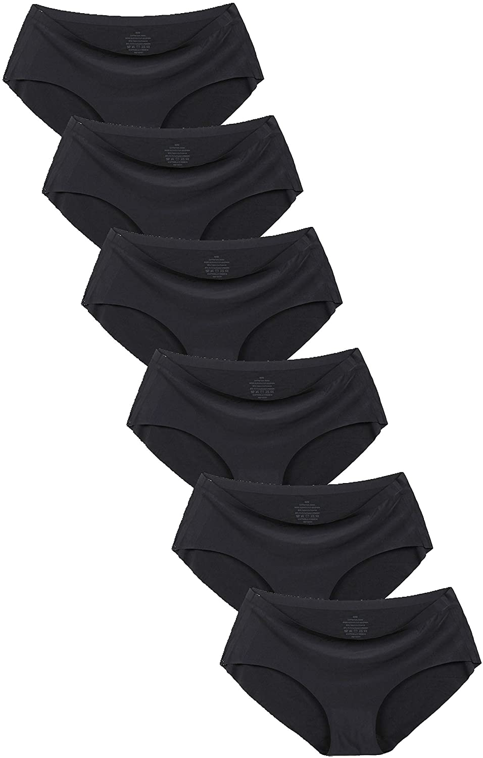 Women'S No Show Hiphugger Panties Pack of 6 Apparel & Accessories > Clothing > Underwear & Socks > Underwear Alruy 6 Pack: Black X-Large