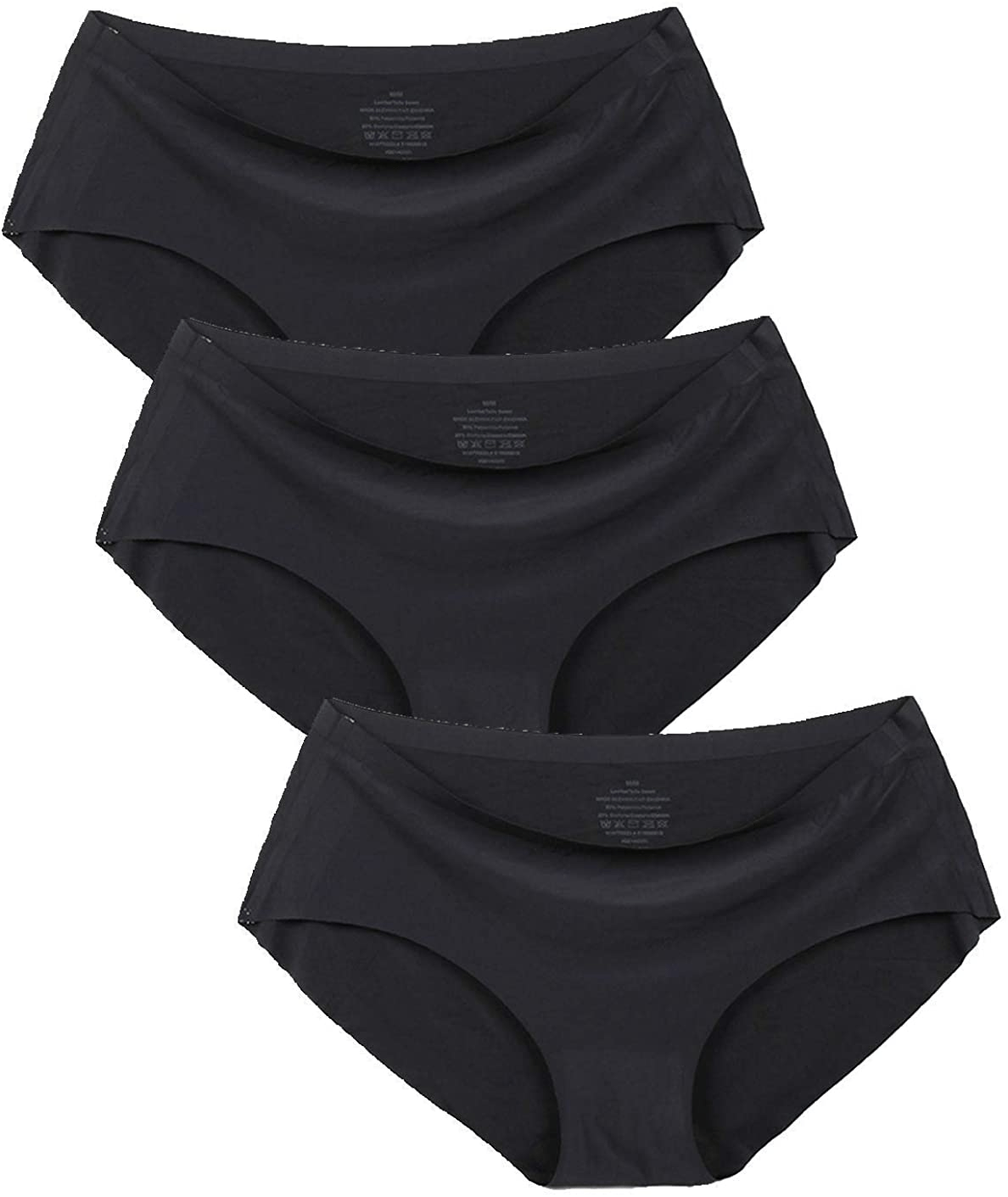 Women'S No Show Hiphugger Panties Pack of 6 Apparel & Accessories > Clothing > Underwear & Socks > Underwear Alruy 3 Pack: Black Black Black X-Large