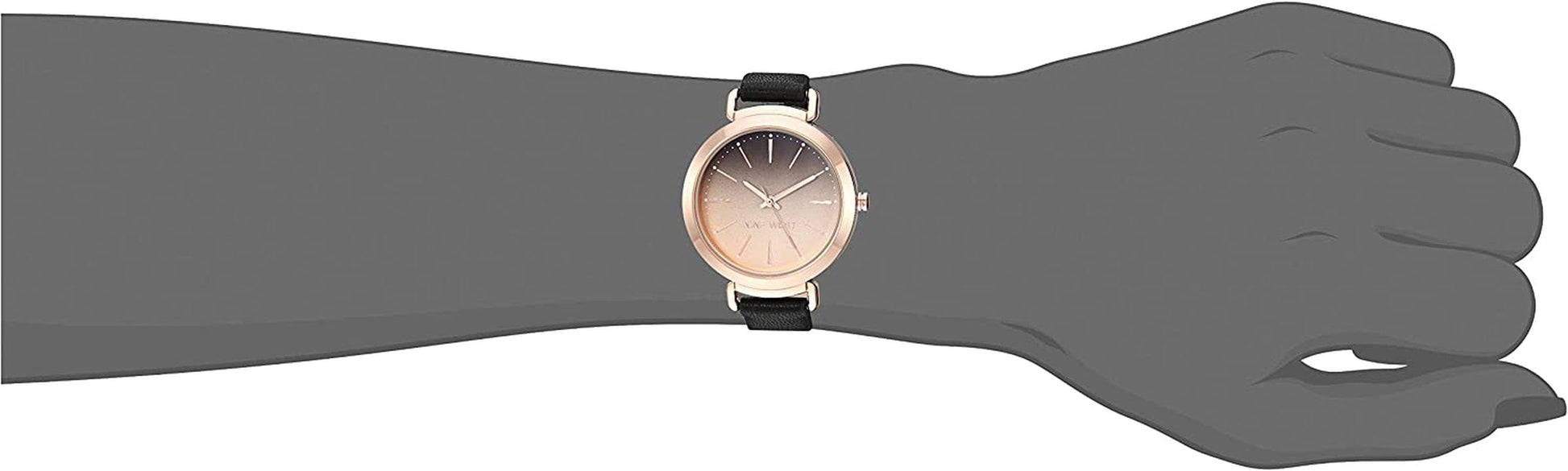 Women'S NW/2288RGBK Rose Gold-Tone and Black Strap Watch