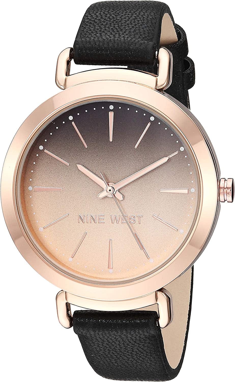 Women'S NW/2288RGBK Rose Gold-Tone and Black Strap Watch