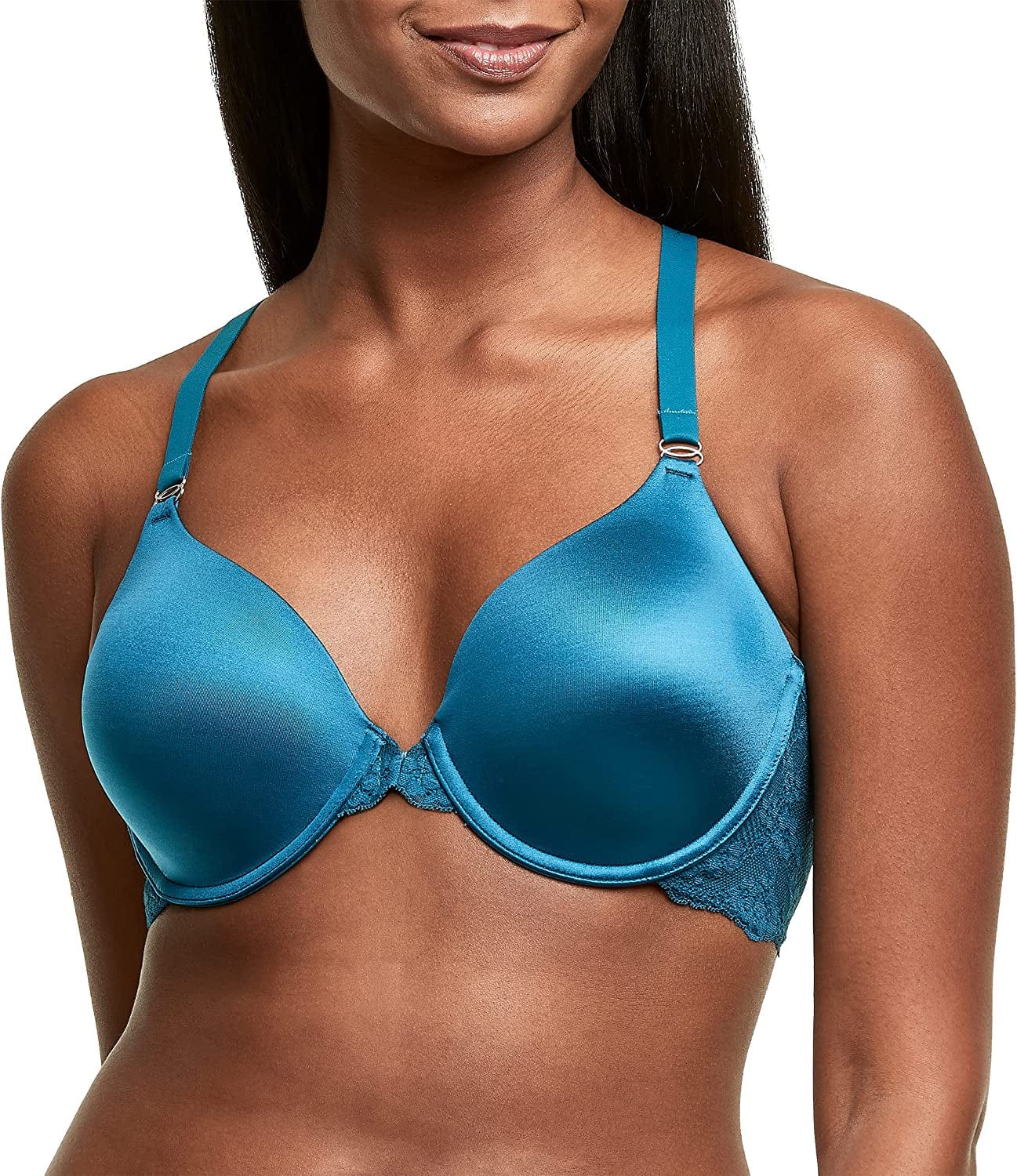 Women'S One Fab Fit T-Shirt Bra, Women’S Full Coverage T-Shirt Bra, Women’S Lightly Lined Racerback Bra Petro Teal / 34C