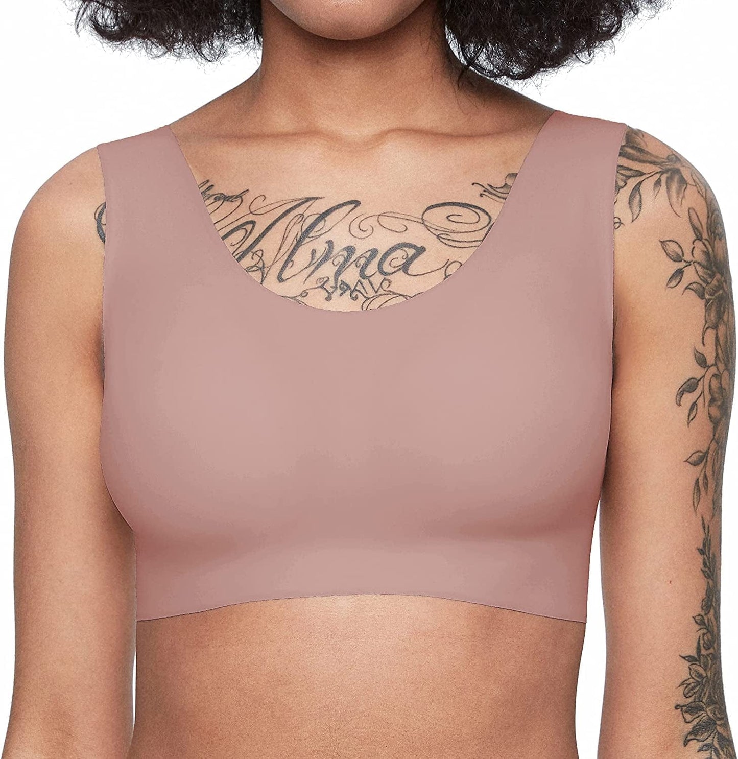 Women'S Onesize Wireless Seamless Comfrot Full Coverage Bra with Back Hook Peach Brown
