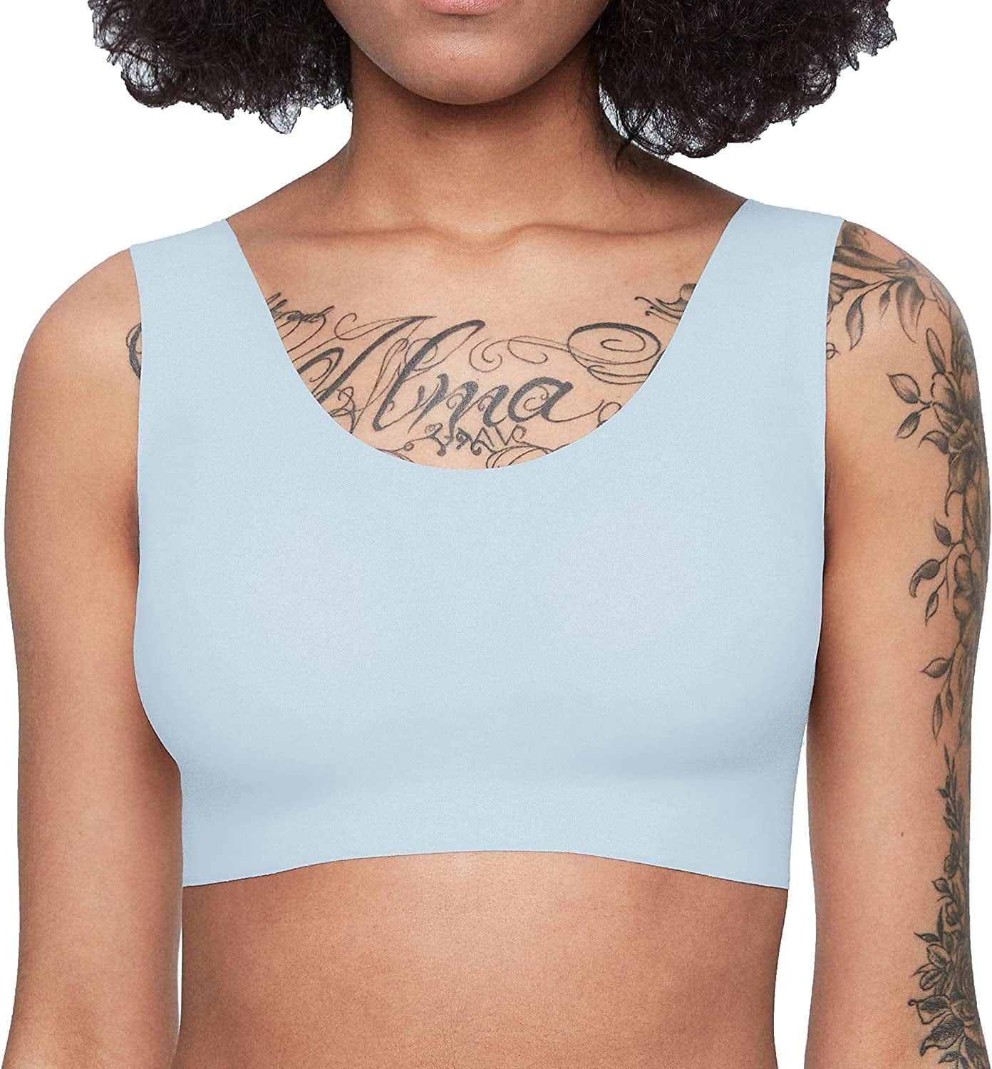 Women'S Onesize Wireless Seamless Comfrot Full Coverage Bra with Back Hook Light Blue