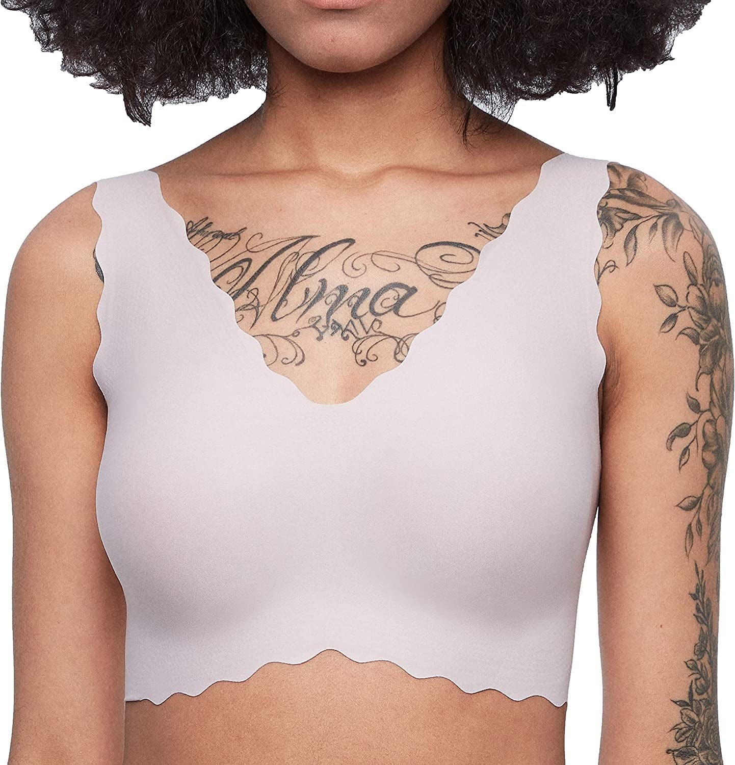 Women'S Onesize Wireless Seamless Vest Bras Deep V Wavy Edge Sexy Comfort Grey Pink / Standard / One Size