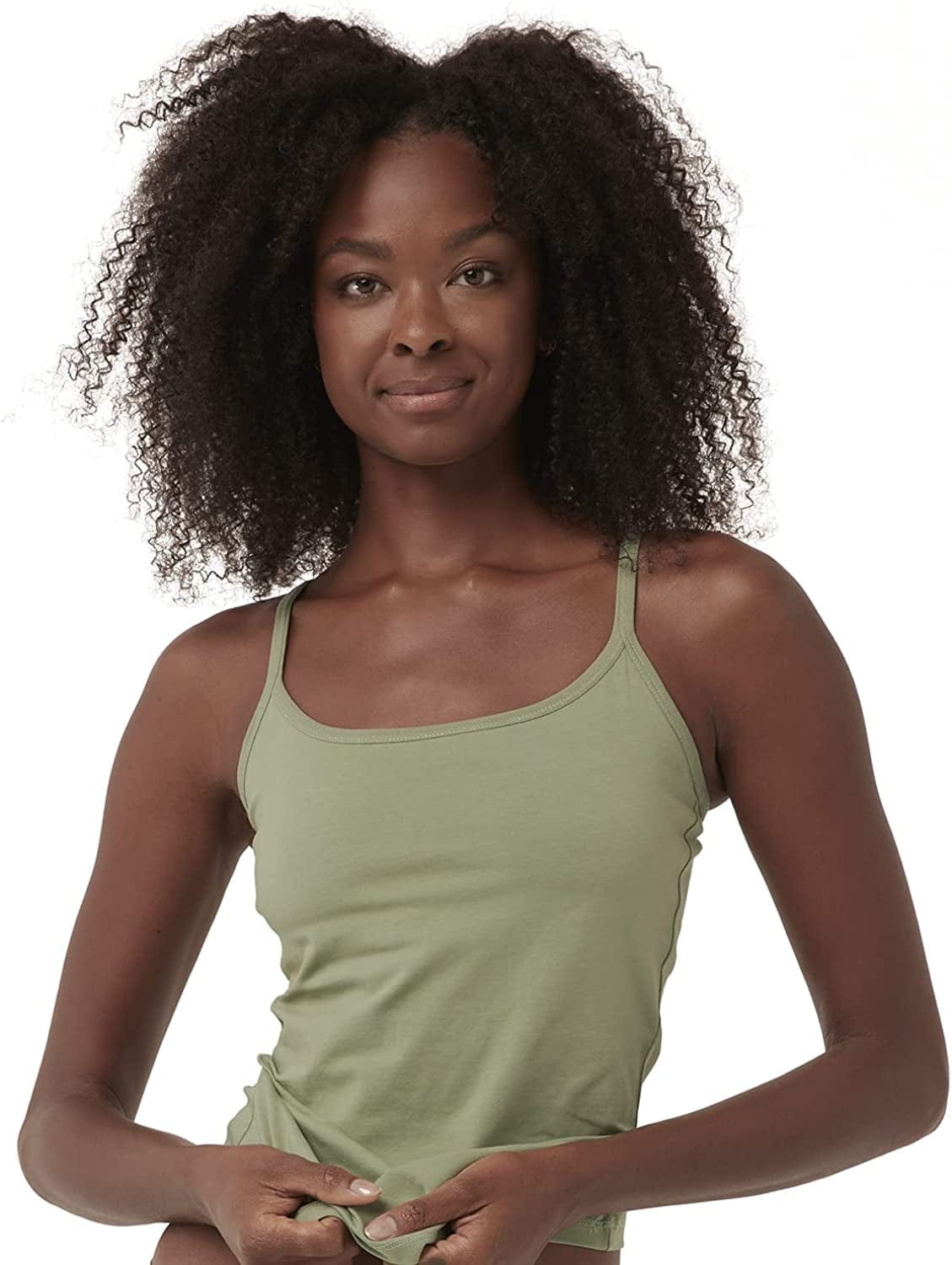 Women'S Organic Cotton Camisole Tank Top with Built-In Shelf Bra Pistachio / Medium