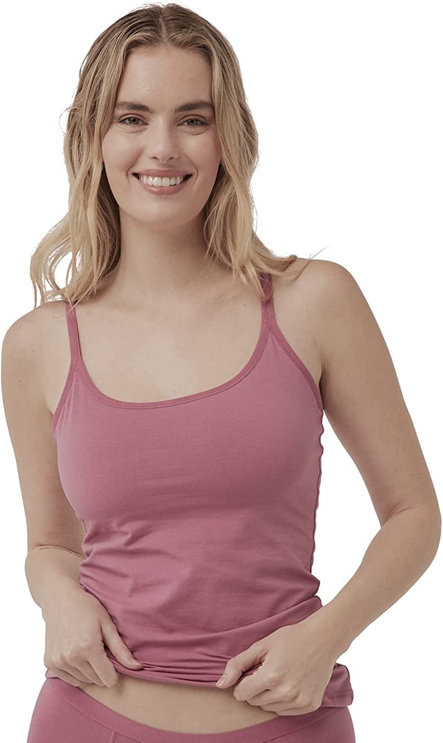 Women'S Organic Cotton Camisole Tank Top with Built-In Shelf Bra Rouge / Small
