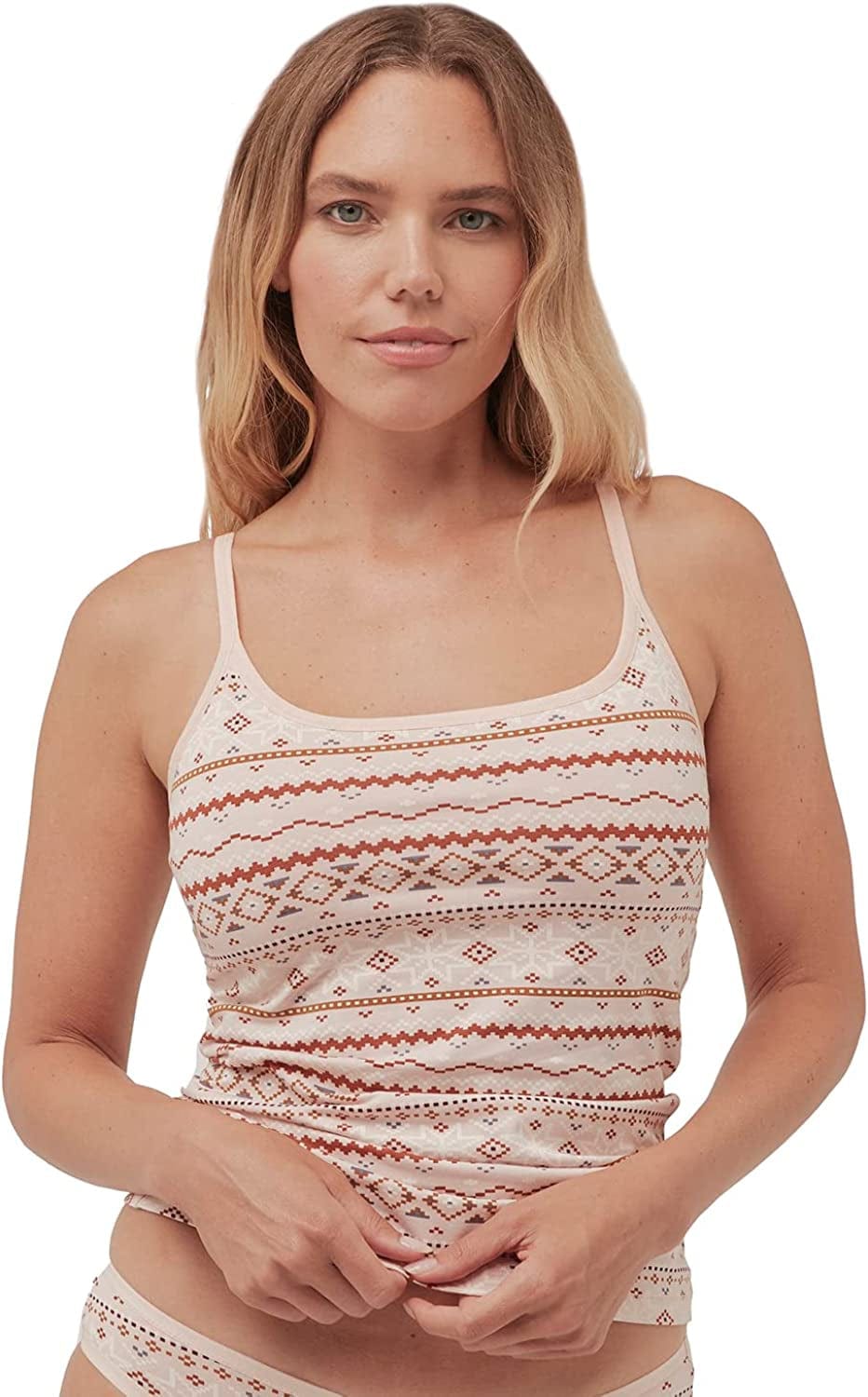 Women'S Organic Cotton Camisole Tank Top with Built-In Shelf Bra Nordic Nights Blush / Medium