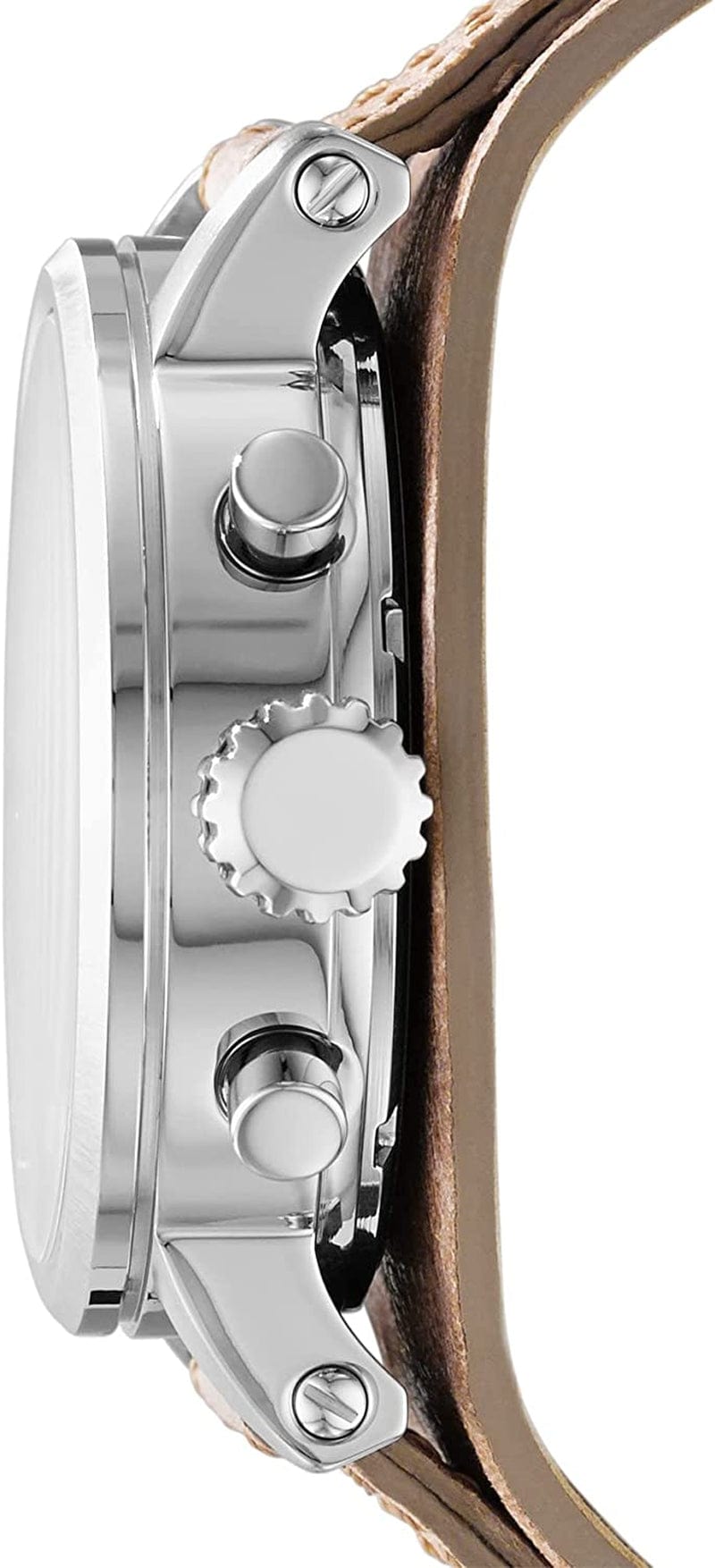 Women'S Original Boyfriend Stainless Steel and Leather Quartz Chronograph Watch