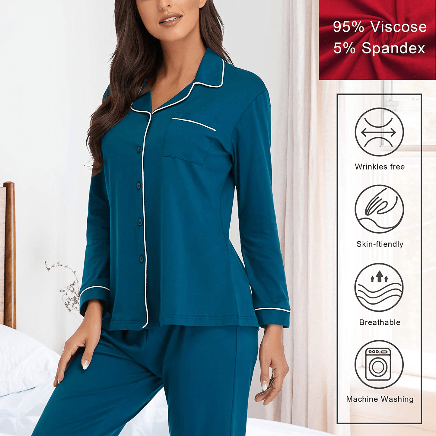 Women's Pajamas Set, Short Sleeve Sleepwear Button-Down Nightwear Soft Pj Lounge Sets Pajamas for Women Apparel & Accessories > Clothing > Sleepwear & Loungewear > Pajamas CULAYII