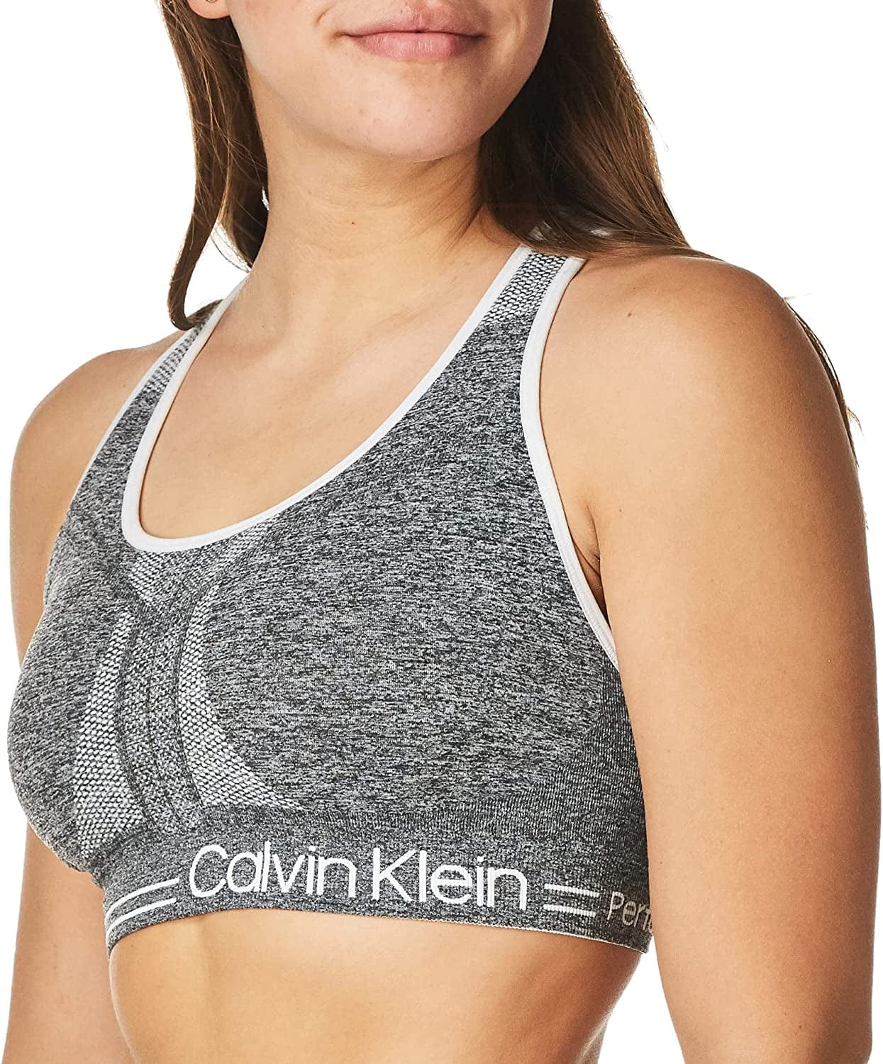 Women'S Performance Moisture Wicking Medium Impact Reversible Seamless Sports Bra Heather Grey/White / Small