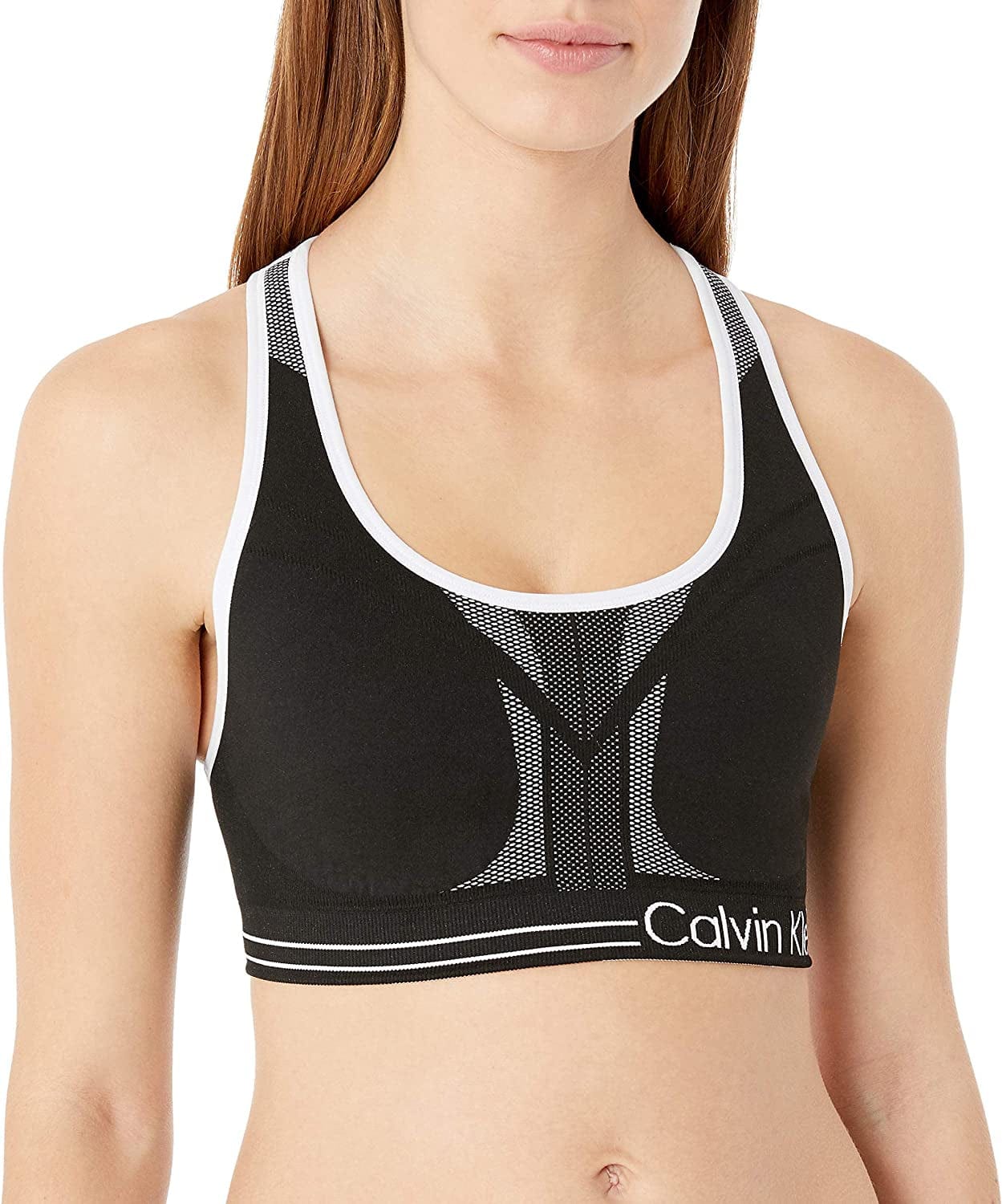 Women'S Performance Moisture Wicking Medium Impact Reversible Seamless Sports Bra Black/White / Small