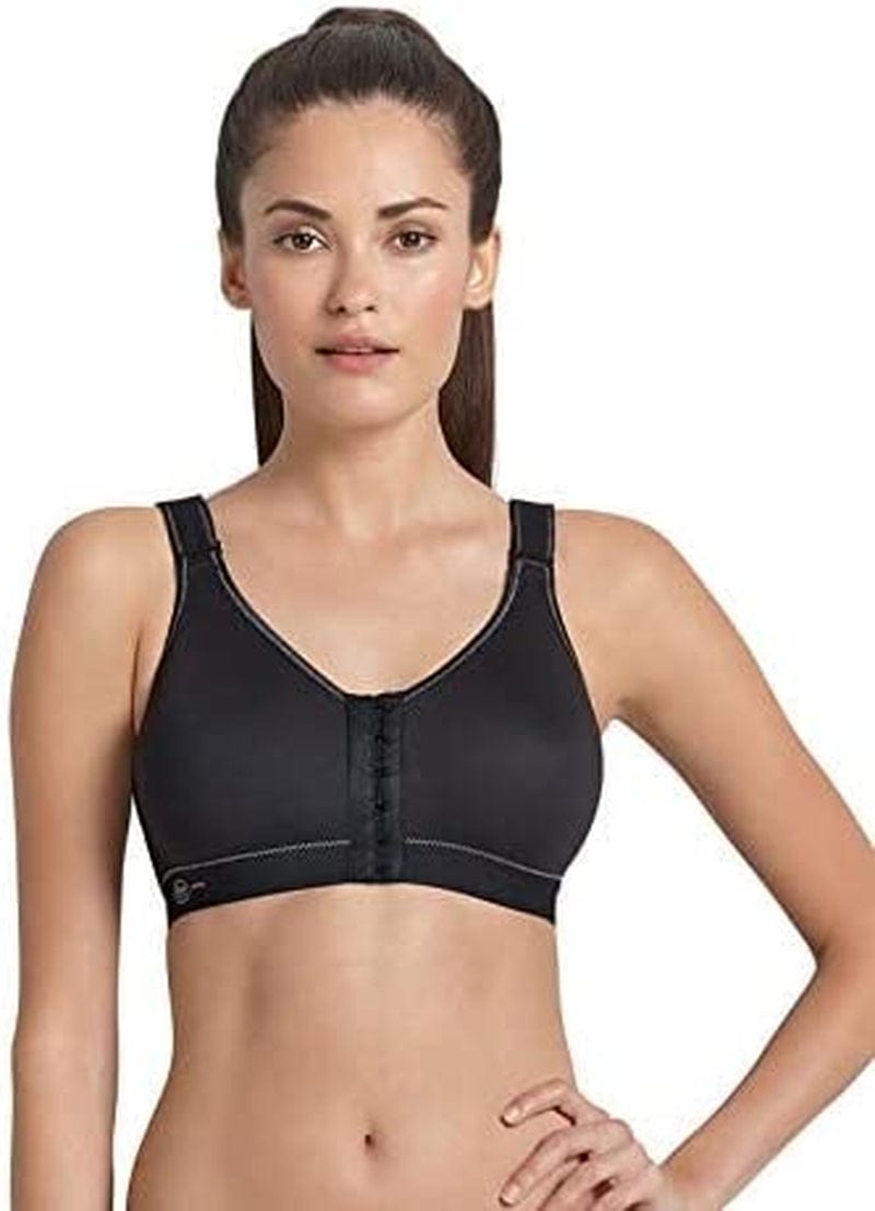 Women'S Petite Plus-Size Front Closure Sports Bra Black / 34C