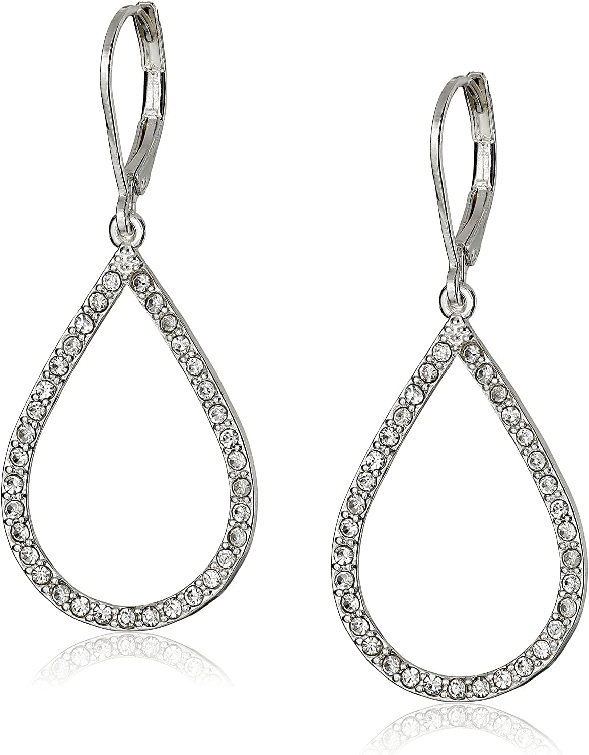 Women'S Pierced Earrings Pave Tubular Hoop Silver / Teardrop Earrings
