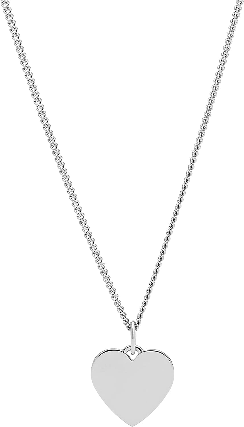 Women'S Plated Stainless Steel Engravable Personalized Gift Pendant Chain Necklace Silver Heart