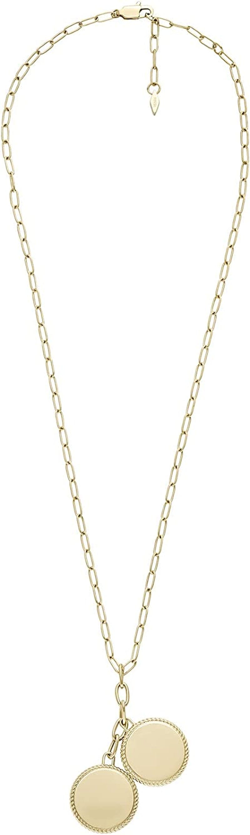 Women'S Plated Stainless Steel Engravable Personalized Gift Pendant Chain Necklace Gold Drew Double Pendant