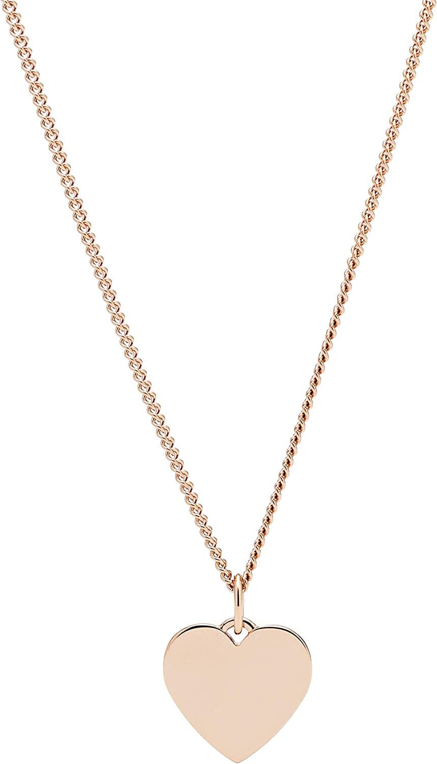 Women'S Plated Stainless Steel Engravable Personalized Gift Pendant Chain Necklace Rose Gold Heart