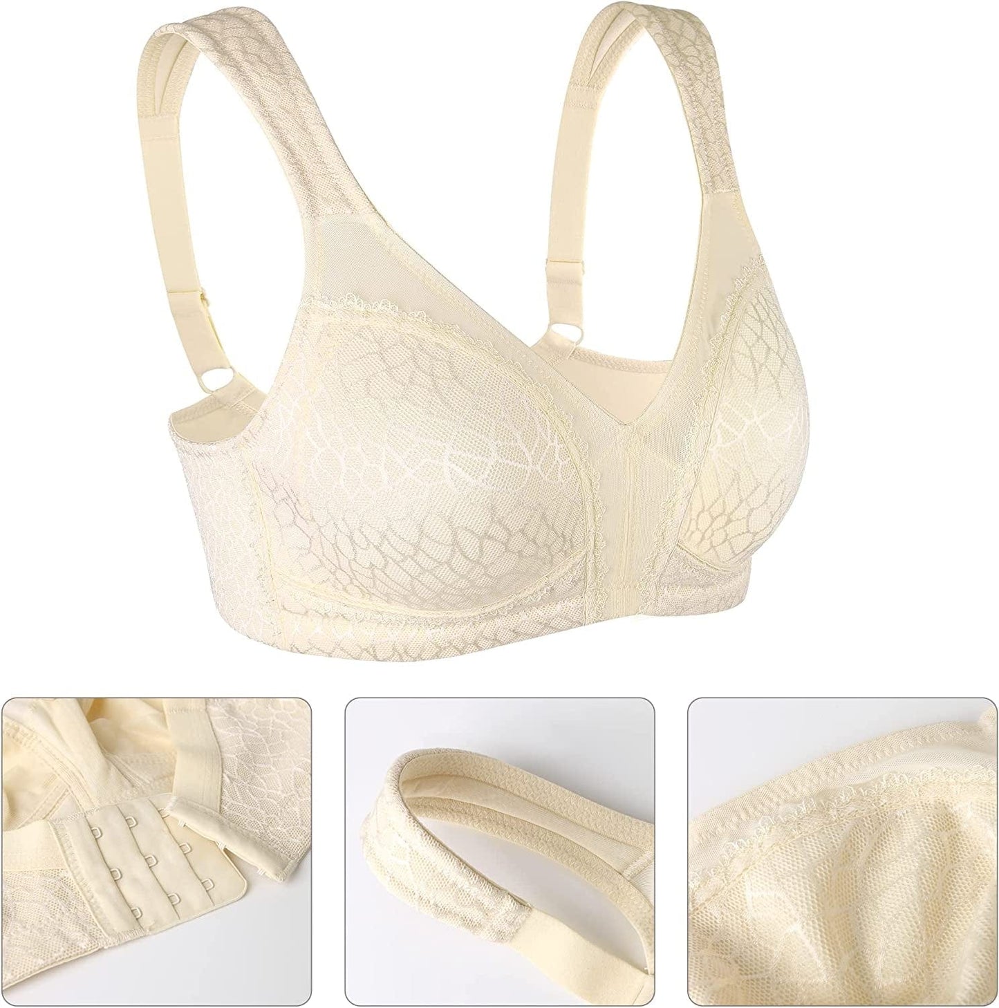 Women'S plus Size Full Coverage Non Padded Wireless Minimizer Bra -Comfort and Double Support