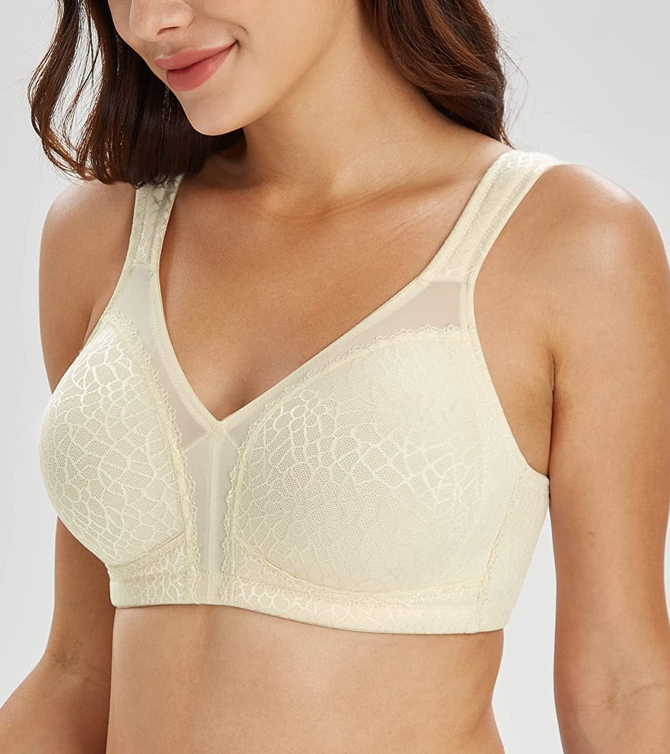Women'S plus Size Full Coverage Non Padded Wireless Minimizer Bra -Comfort and Double Support