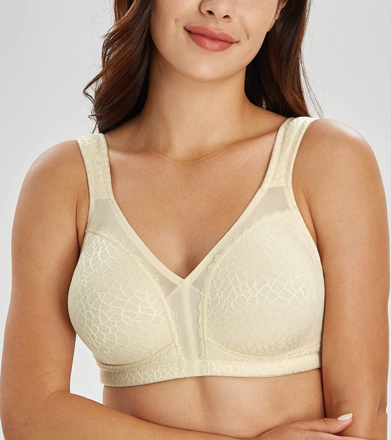 Women'S plus Size Full Coverage Non Padded Wireless Minimizer Bra -Comfort and Double Support