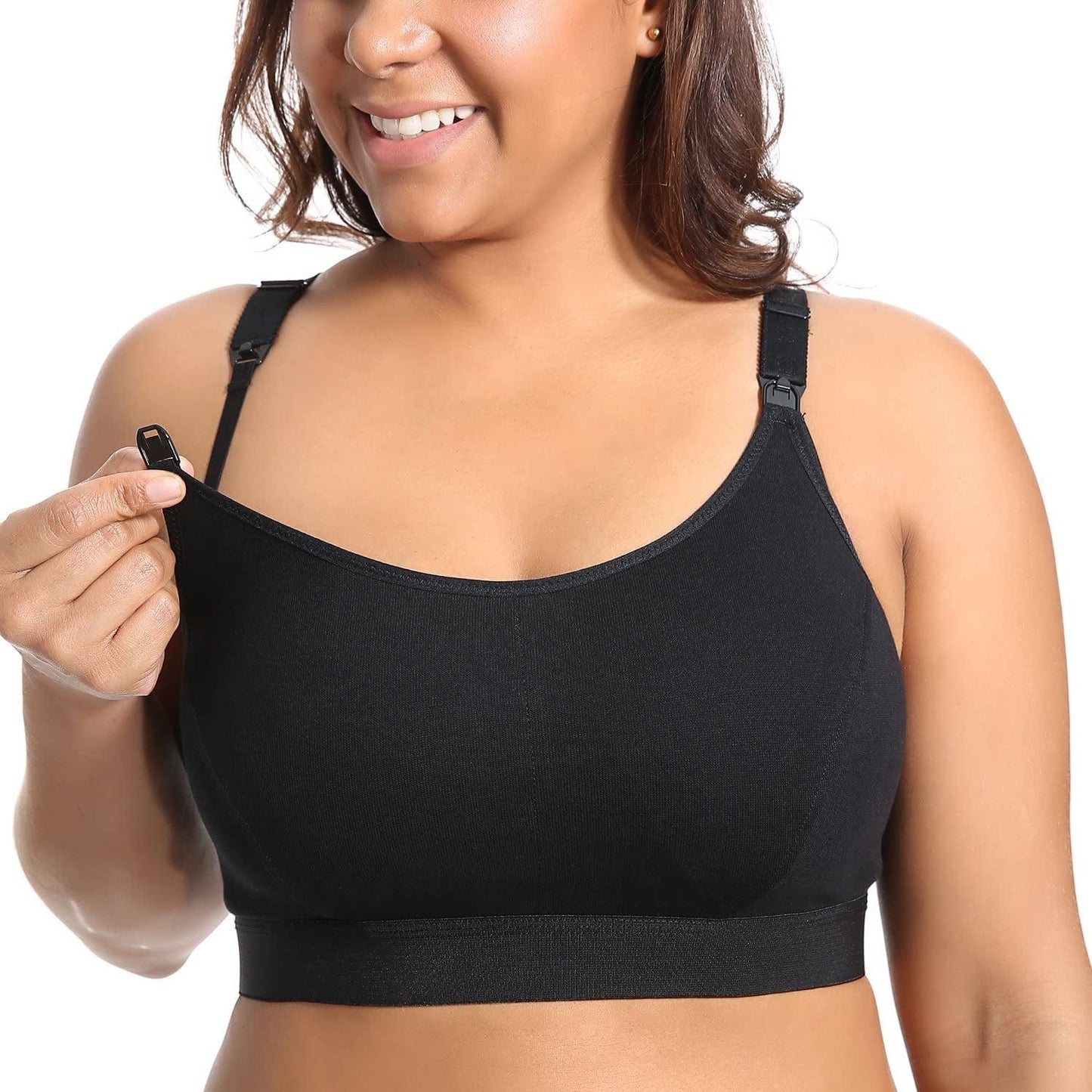 Women'S plus Size Nursing Bra Support Nursing Sports Bra Cotton Breastfeeding Maternity Bras Black / 3X-Large