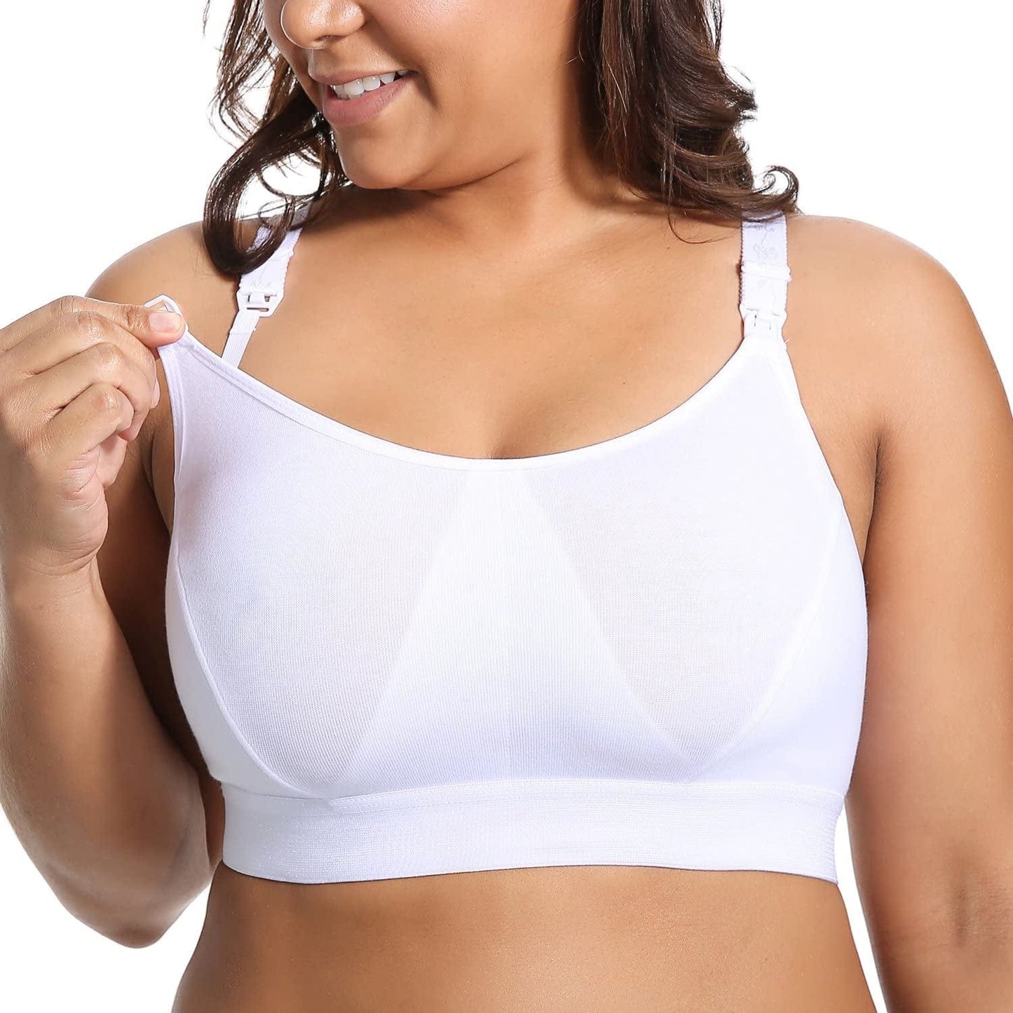 Women'S plus Size Nursing Bra Support Nursing Sports Bra Cotton Breastfeeding Maternity Bras White / X-Large