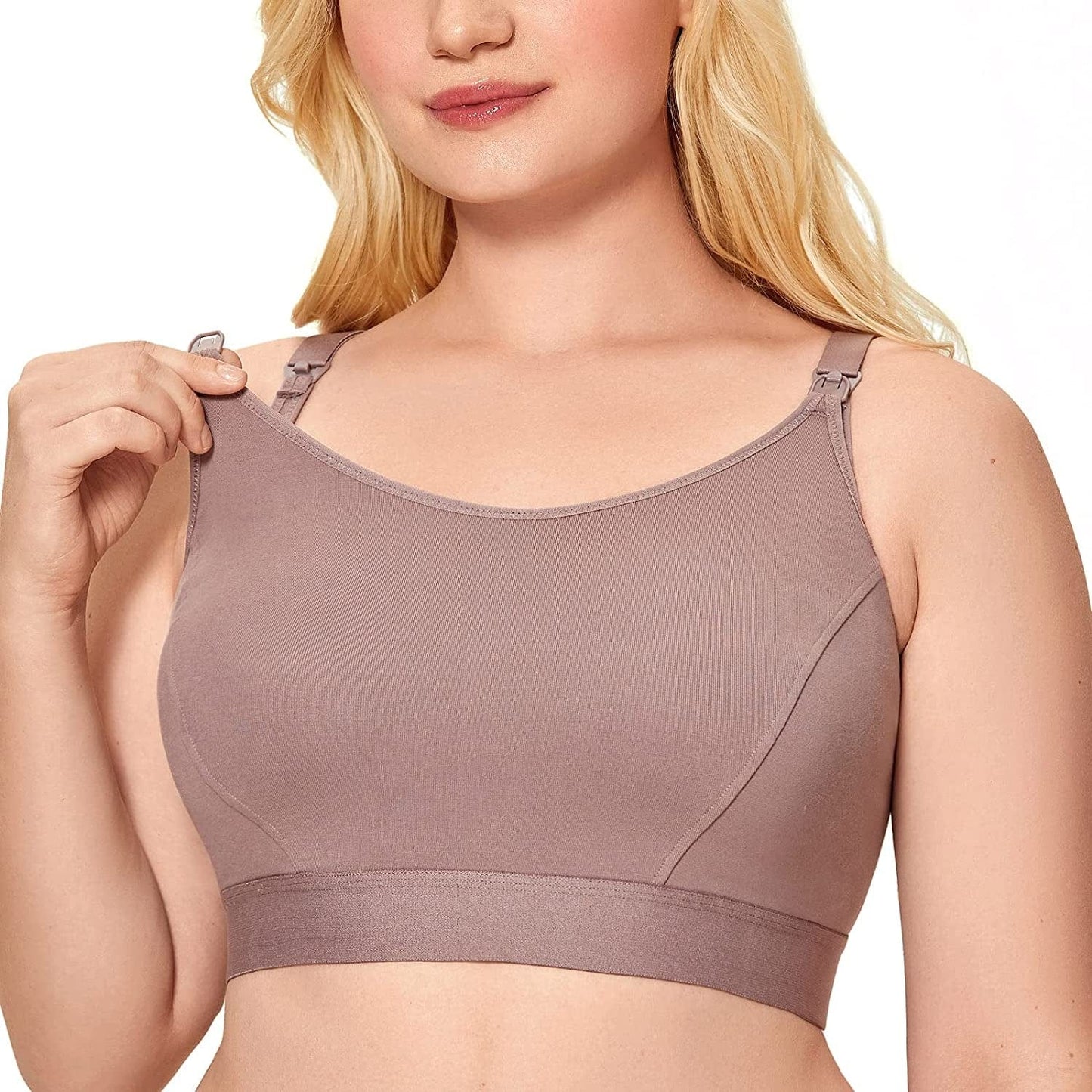 Women'S plus Size Nursing Bra Support Nursing Sports Bra Cotton Breastfeeding Maternity Bras Mochaccino / 3X-Large
