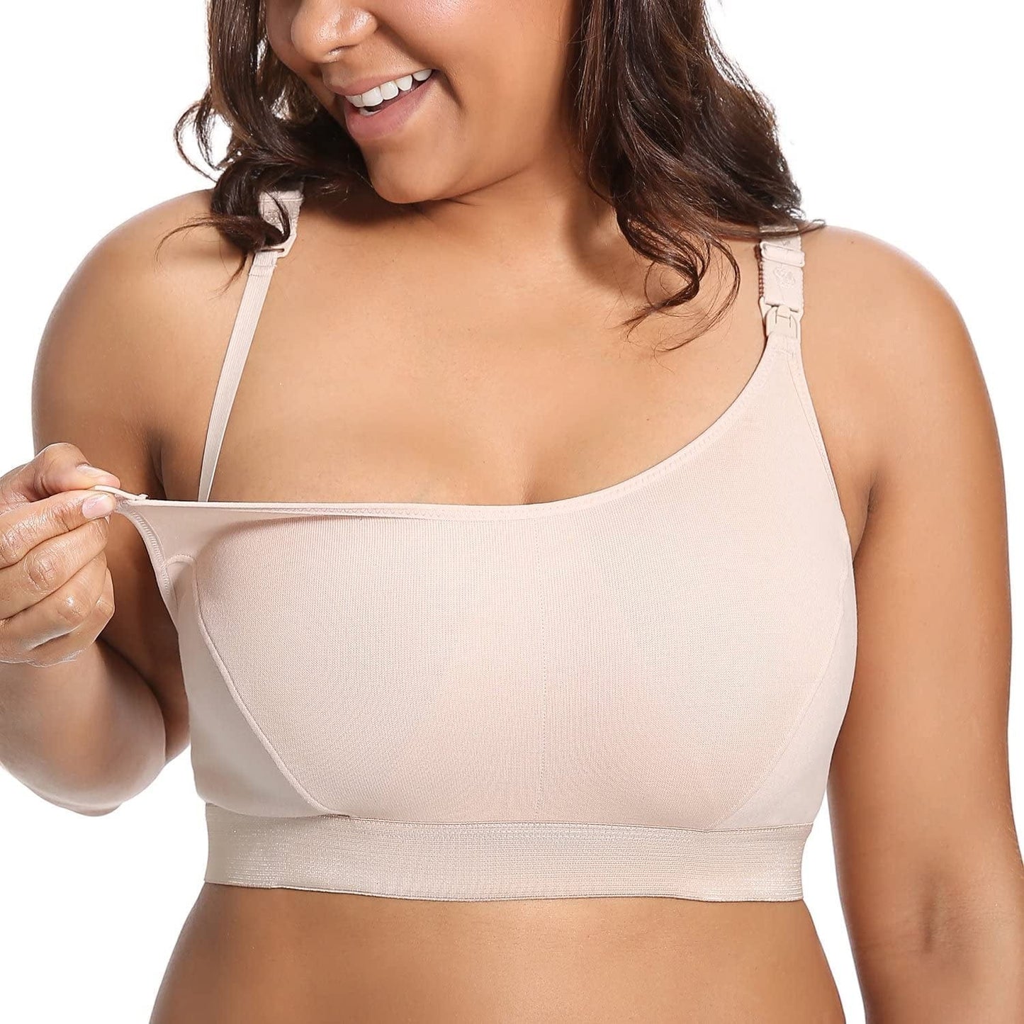 Women'S plus Size Nursing Bra Support Nursing Sports Bra Cotton Breastfeeding Maternity Bras Beige / 3X-Large