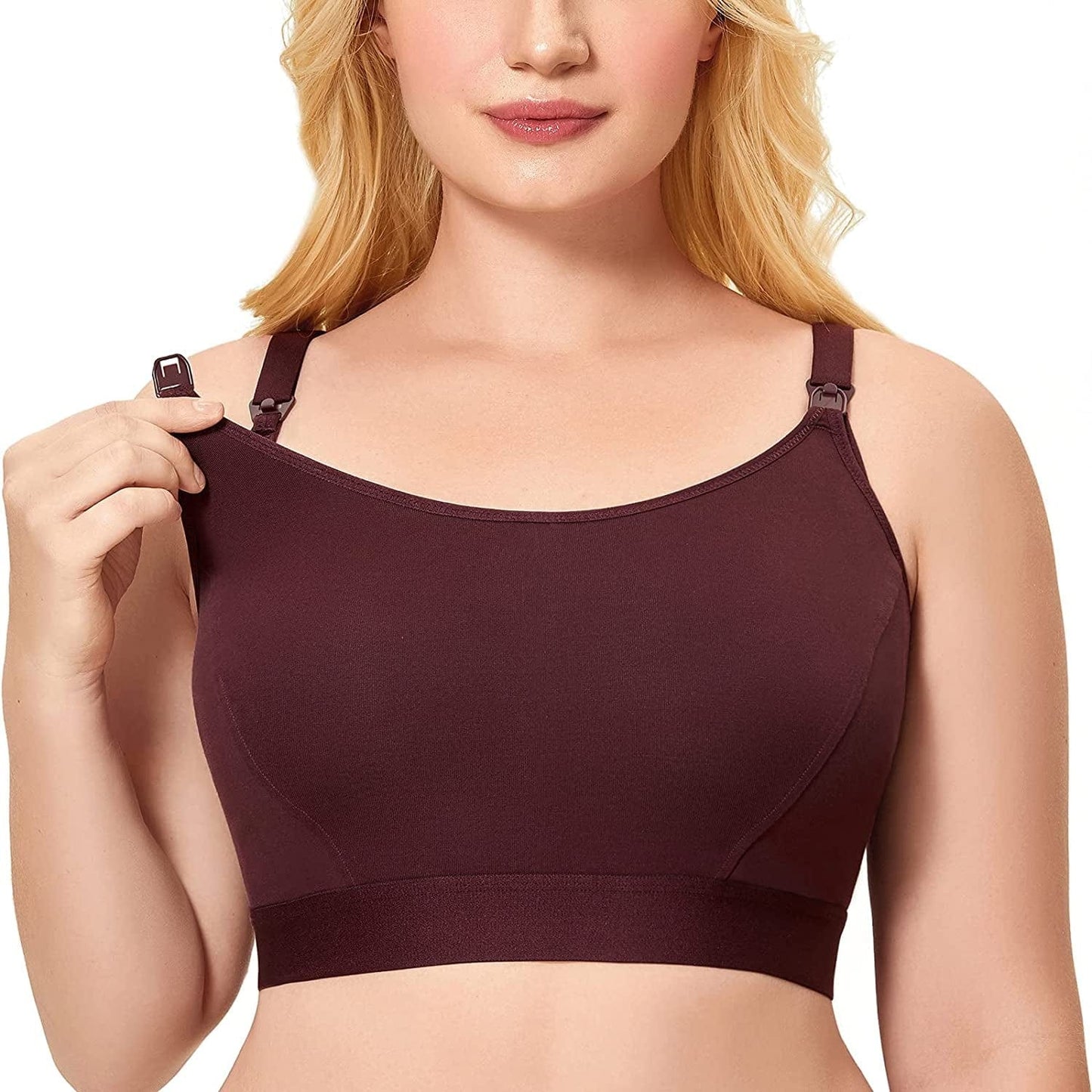 Women'S plus Size Nursing Bra Support Nursing Sports Bra Cotton Breastfeeding Maternity Bras Vermilion / 3X-Large